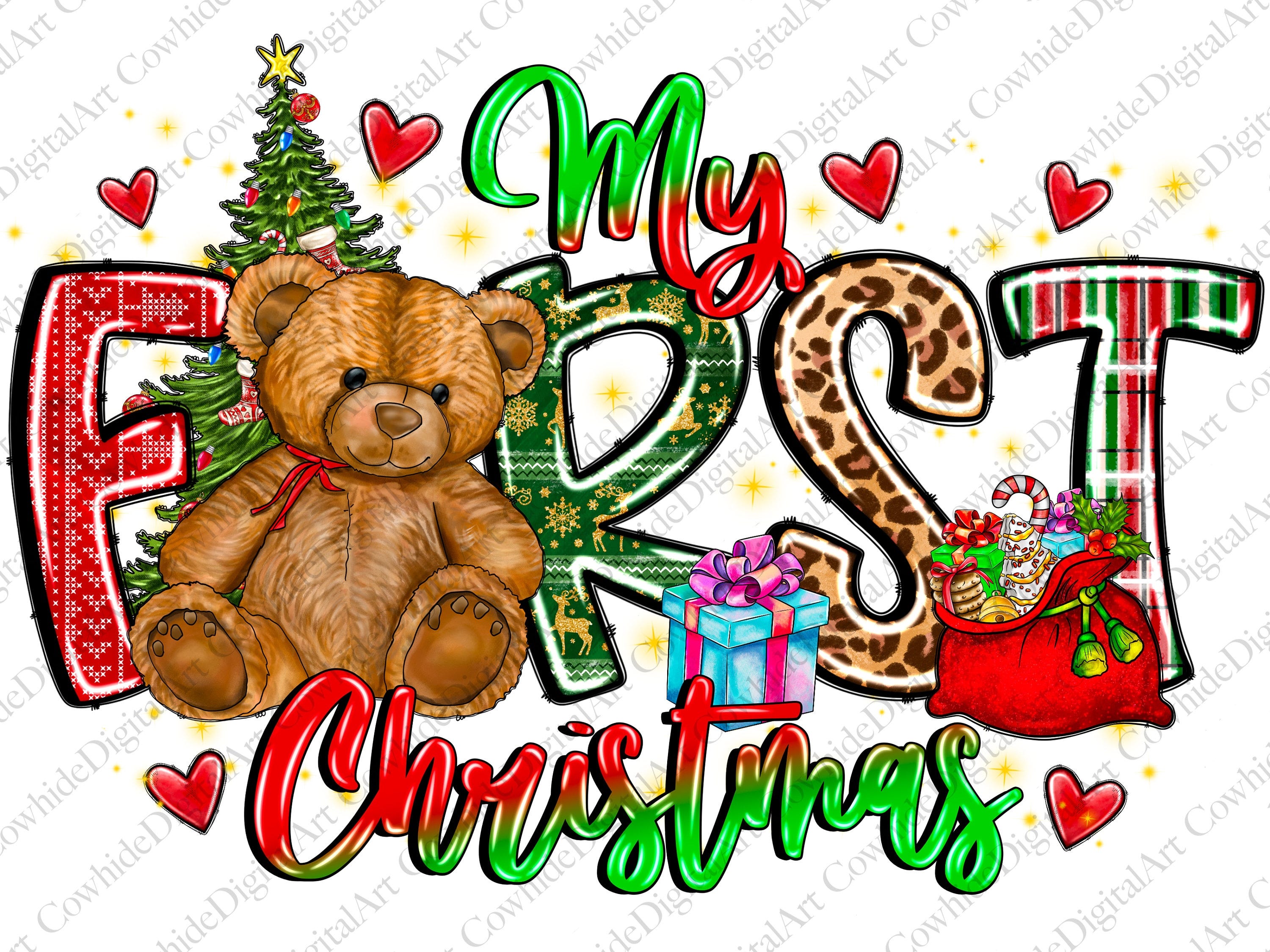 My First Christmas Png, Christmas png, Merry Christmas png, Santa Bear & Christmas Tree png, Sublimation Design Png,Instant Download