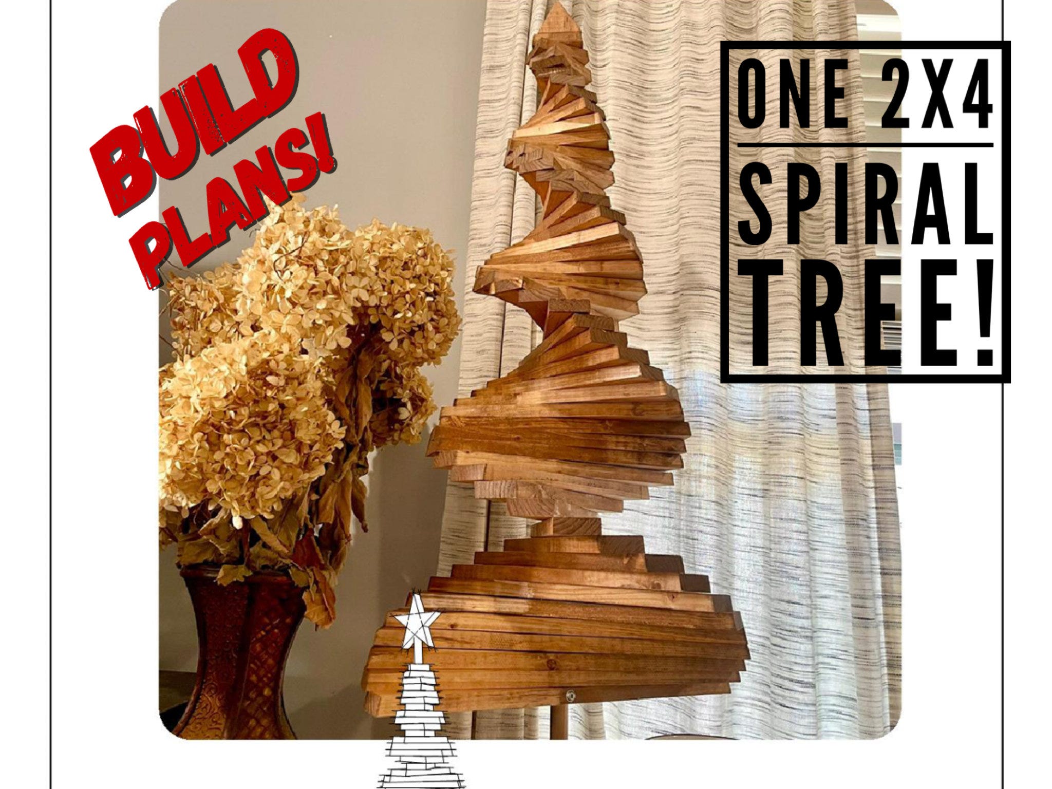 One 2x4 spiral tree plan, Spiral Christmas Tree plan, Wooden spiral Christmas Tree Plans, DIY Spiral Christmas Tree, One Board Spiral Tree