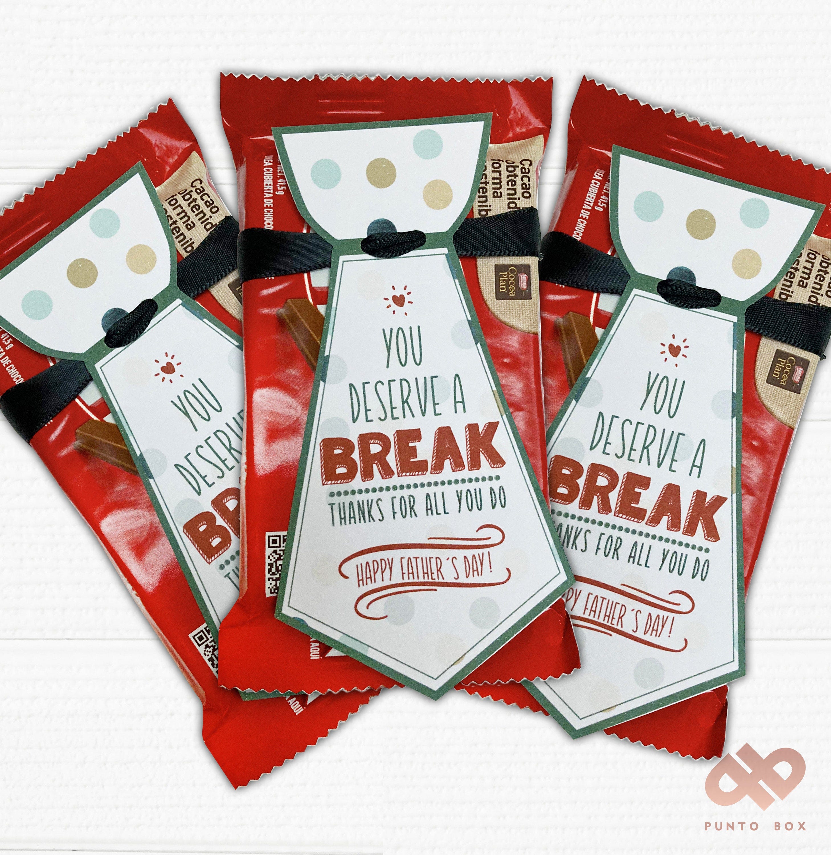Printable Fathers Day Chocolate Tie Tags. Six different tags.