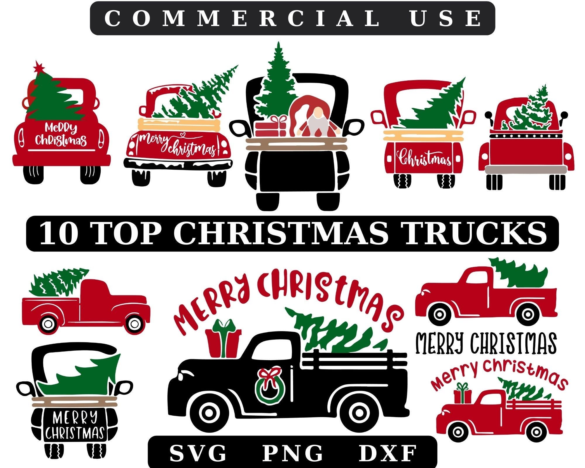 Christmas Truck Svg Bundle,Christmas Truck Svg, Santa Svg,Truck with Gifts Svg,Christmas truck tree SVG,mug shirt fabric design,truck with