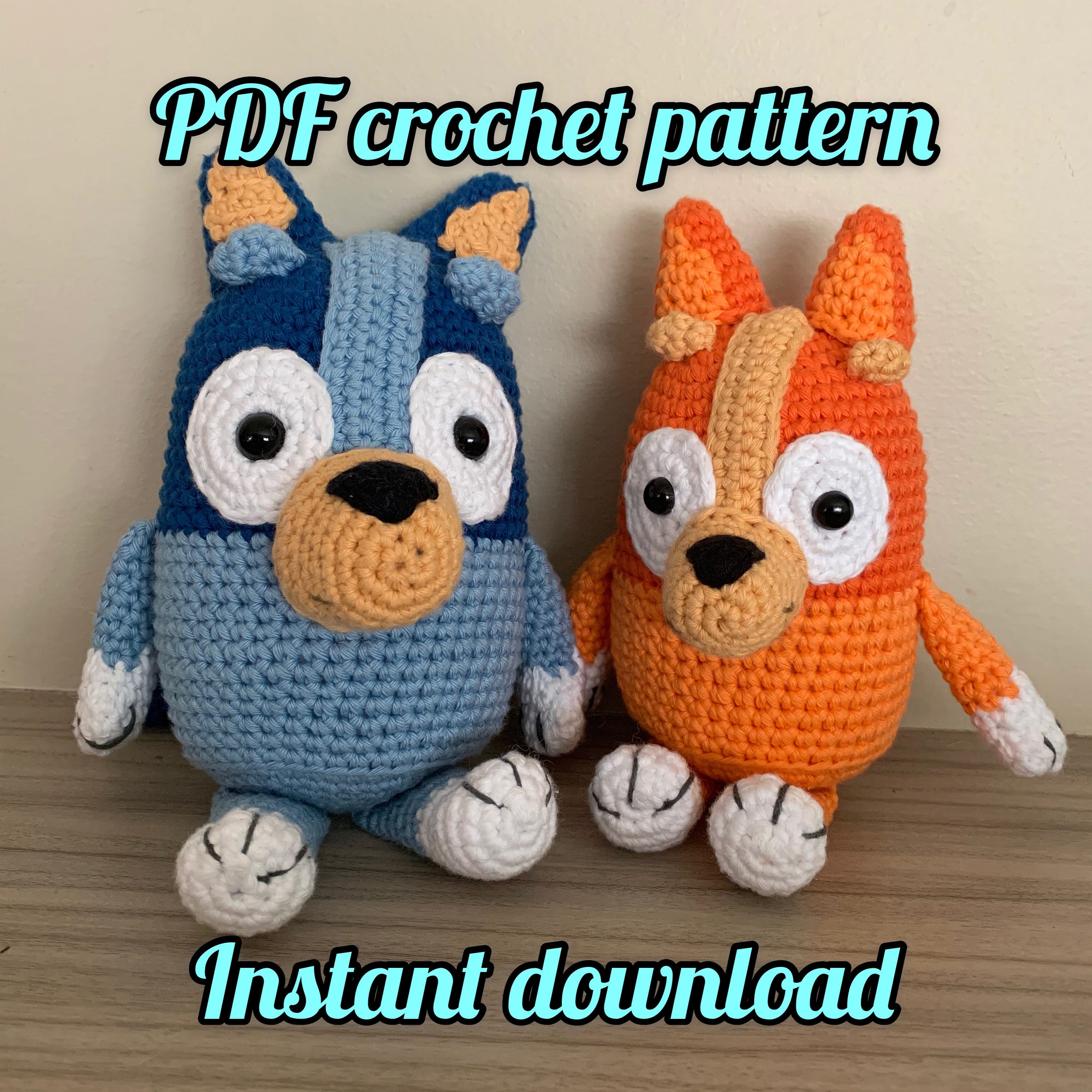 TWO PATTERNS: Blue and red heelers crochet patterns - bluey crochet pattern - bingo crochet pattern