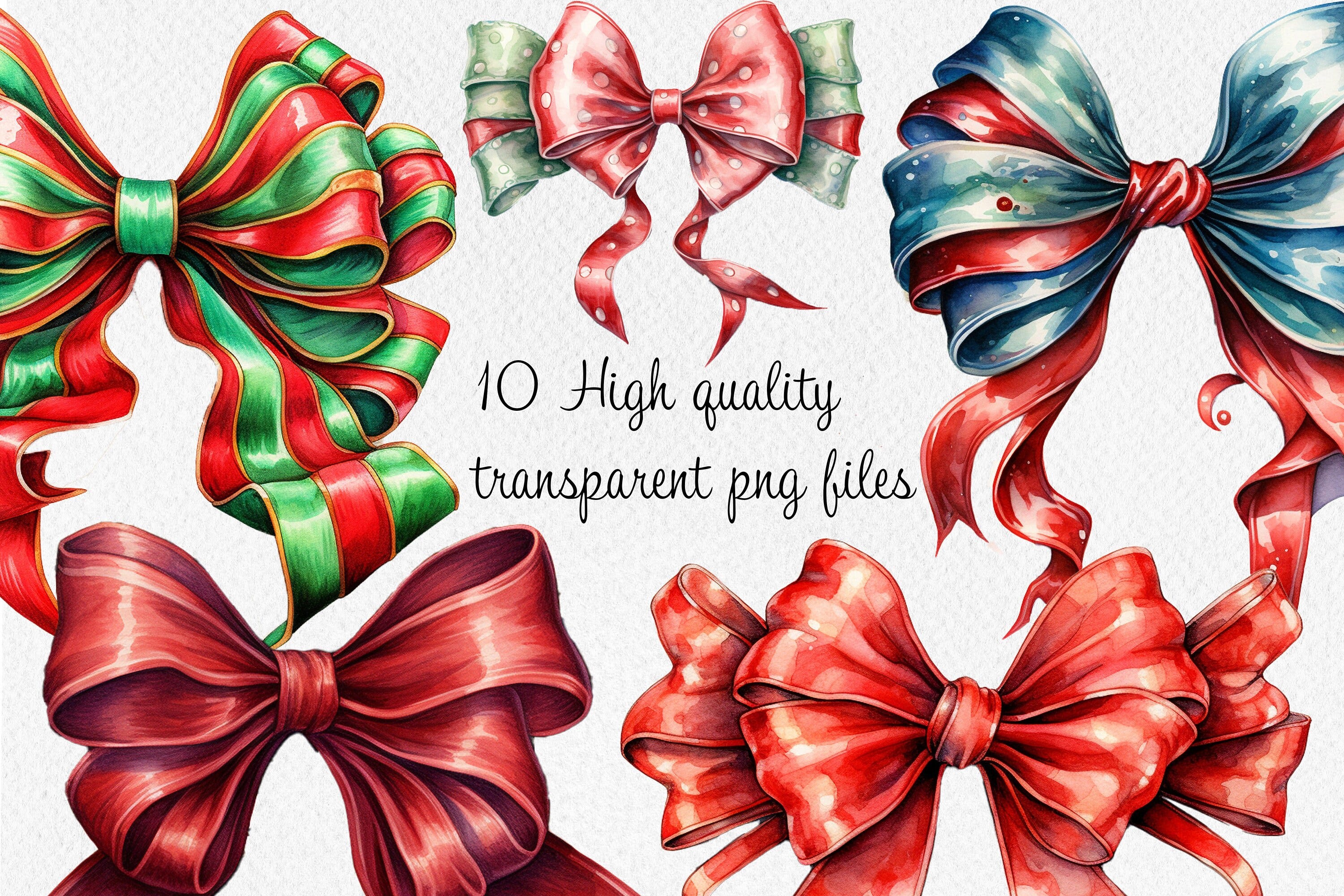 Christmas ribbons clipart, transparent PNG, Christmas bows ready to use,