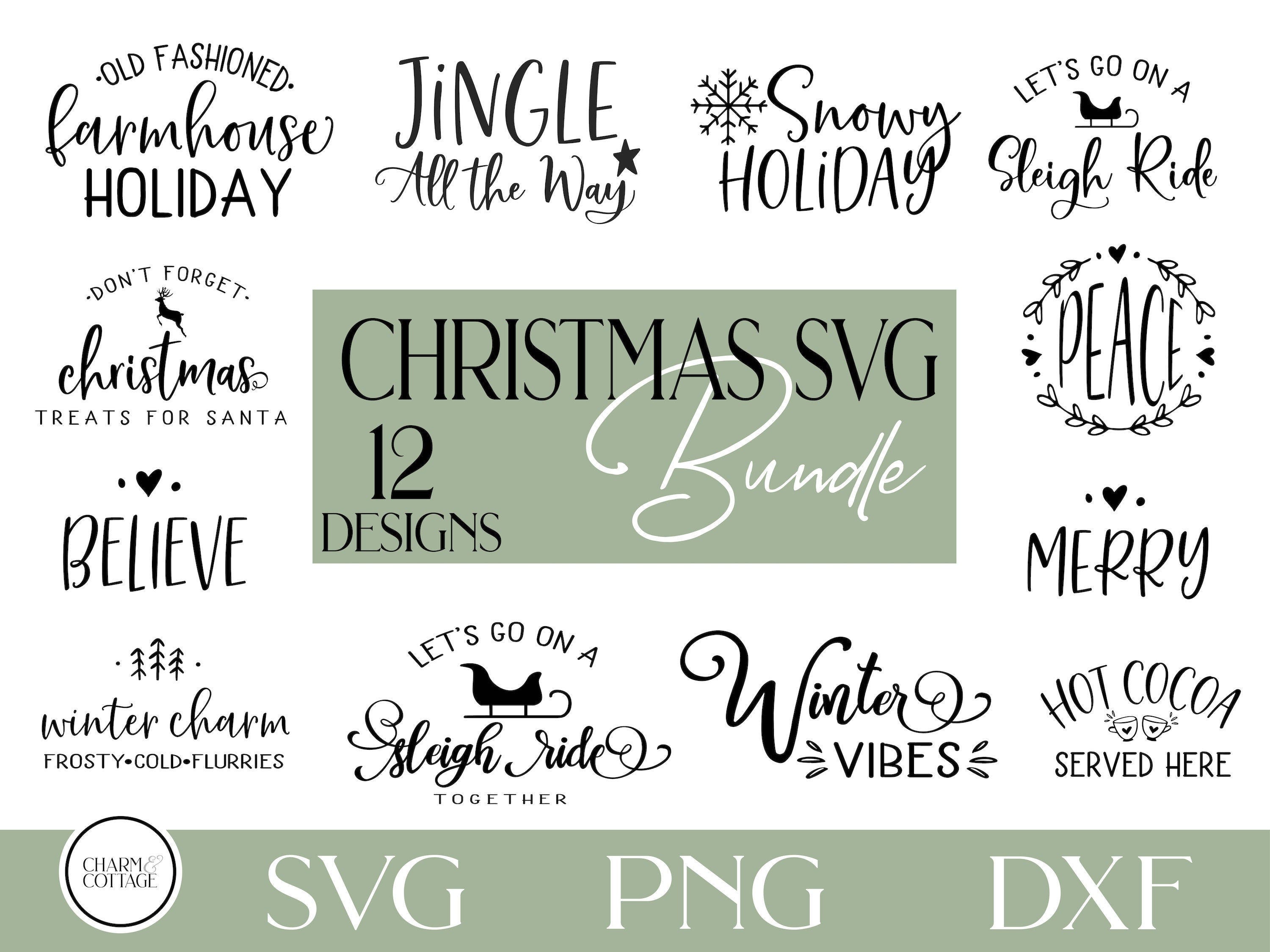 Christmas SVG Bundle, Farmhouse Christmas SVG, for Cricut or Silhouette, Farmhouse sign svg, christmas cricut, Winter svg Bundle,