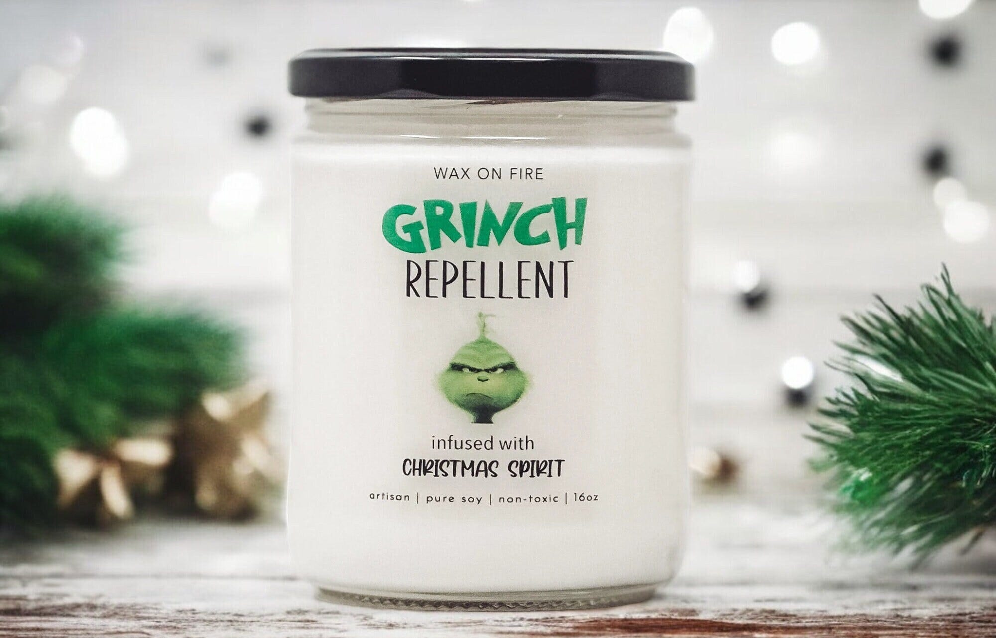 Grinch Repellent Funny Christmas Candles Christmas Candle Merry Christmas Obsessed Christmas Decor Funny Christmas Gifts