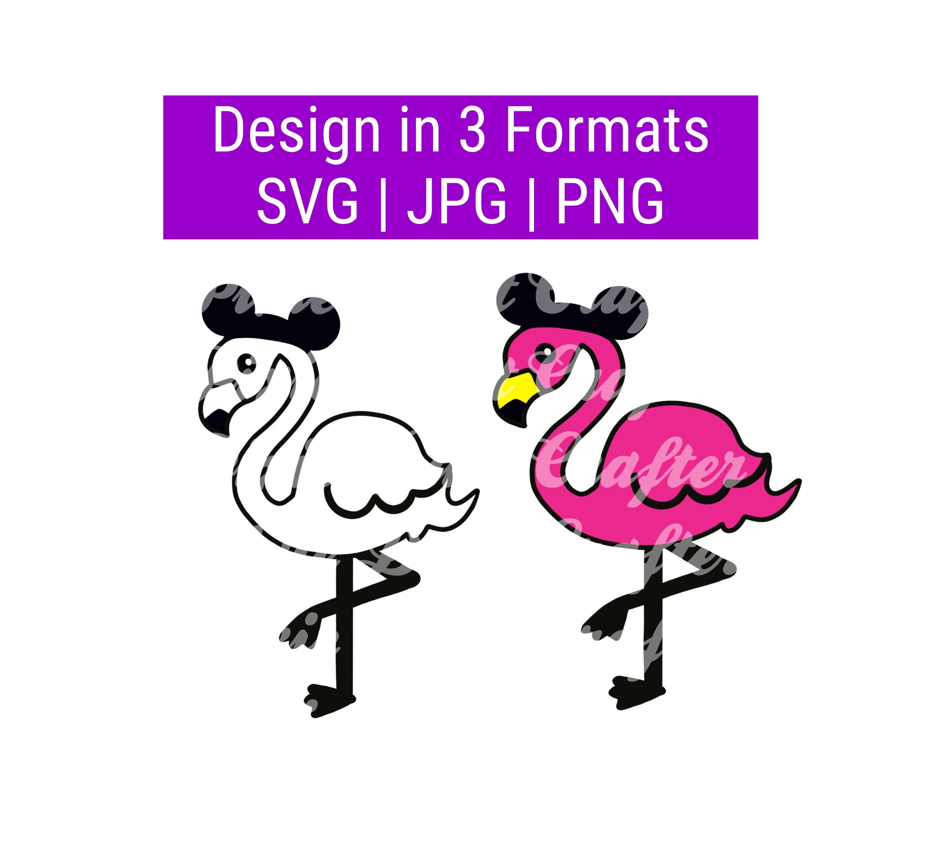 Flamingo Bird with Mouse Ears, Flamingo Crossings, dcp, cast member,  SVG / PNG / JPG for Cricut, Silhouette, Sublimation, Vinyl