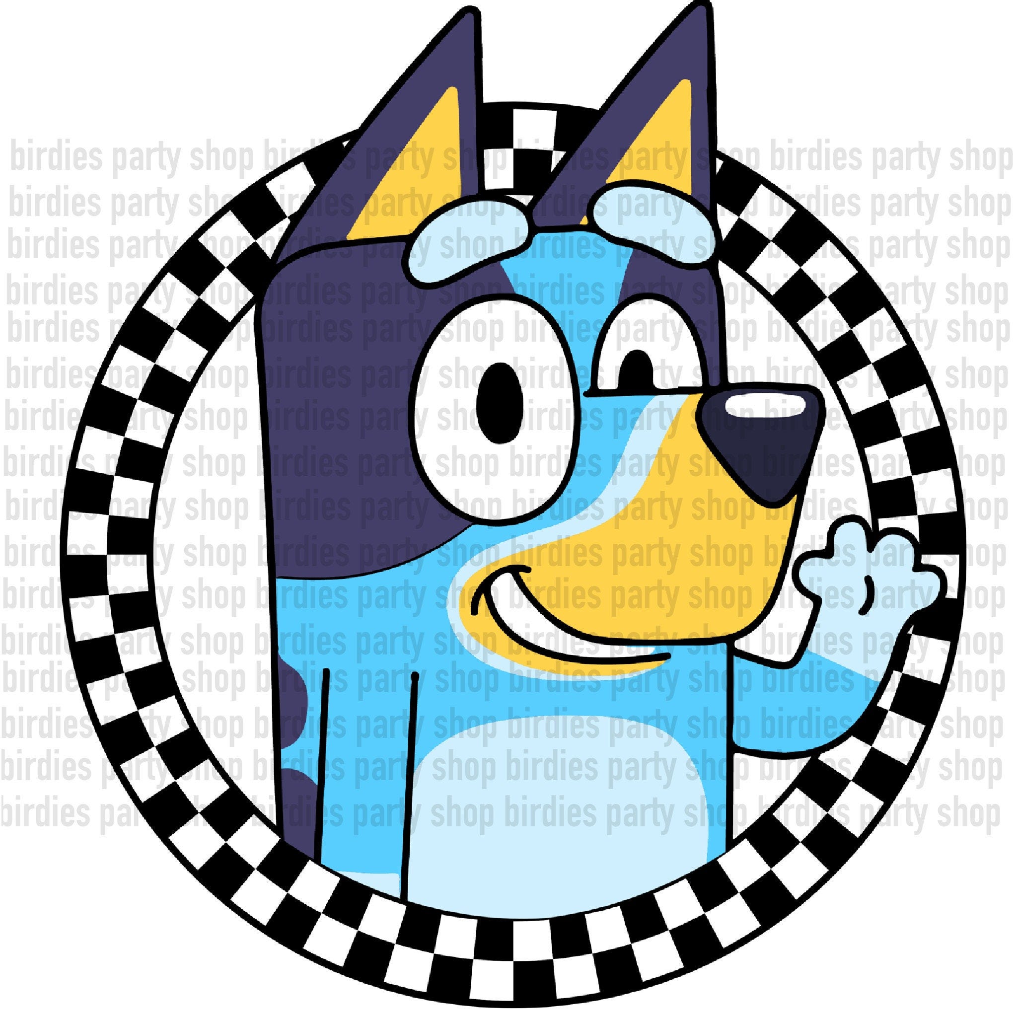 Bluey checkered t-shirt or sticker design for dtf or sublimation printing. Stickers party supplies decor