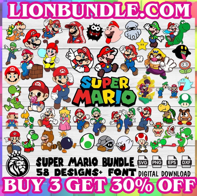 Super Mario Bundle svg, Super Mario svg, file cut, vector file