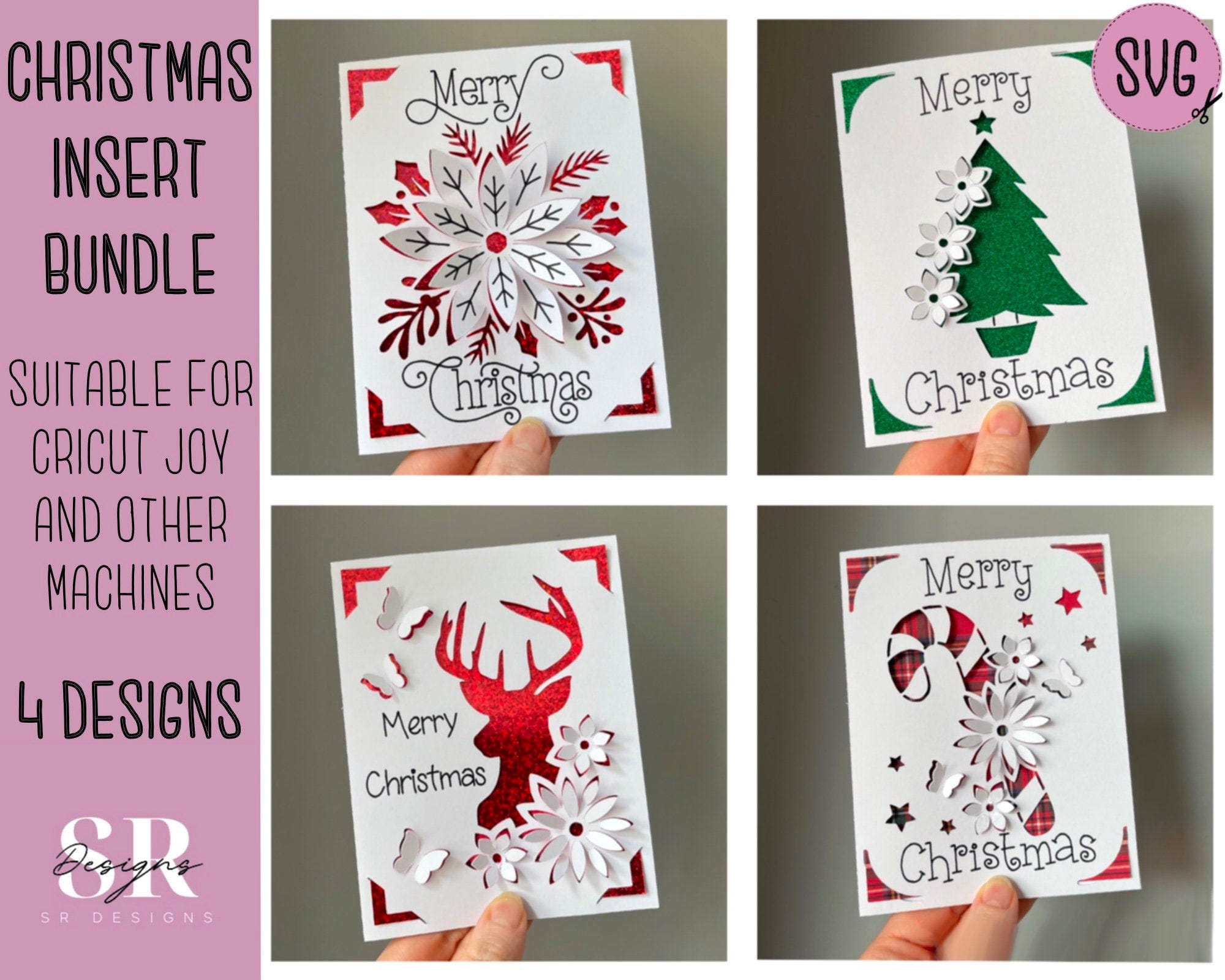 SVG: 3D Christmas insert Card Bundle. Christmas svg. Christmas card svg. Paper cutting. Christmas card svg bundle. 3D SVG.