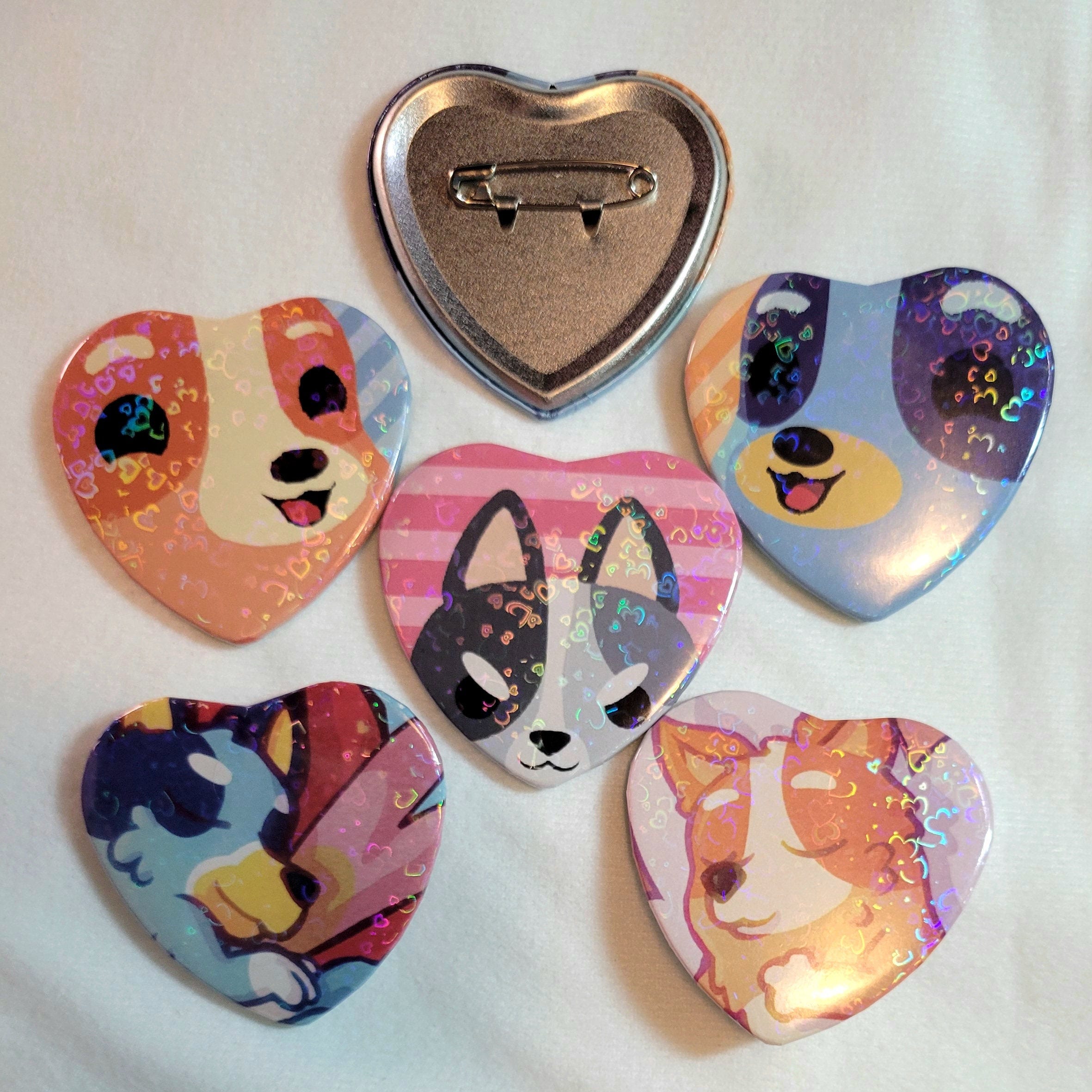 Bluey Heart Pins With Heart Holographic