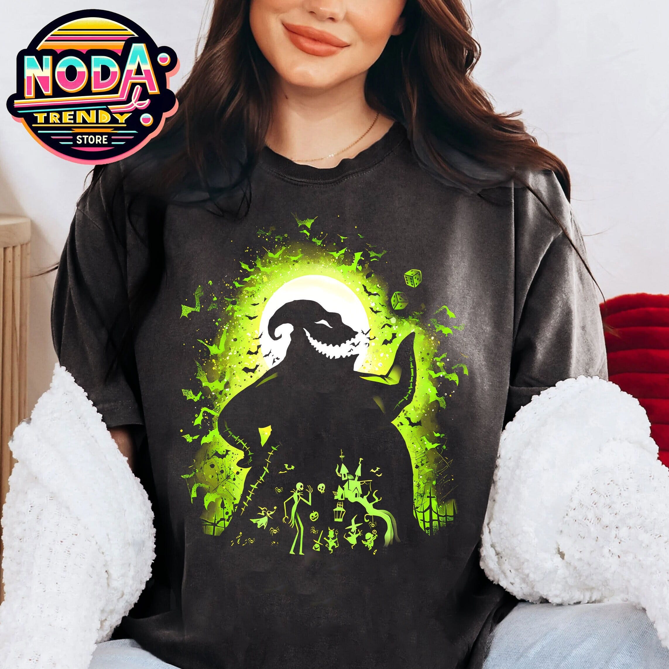 Retro Disney Oogie Boogie Christmas Befort Nightmare Silhouette Portrait Shirt, Disney Halloween T-shirt, Villains Group, The Magic Kingdom