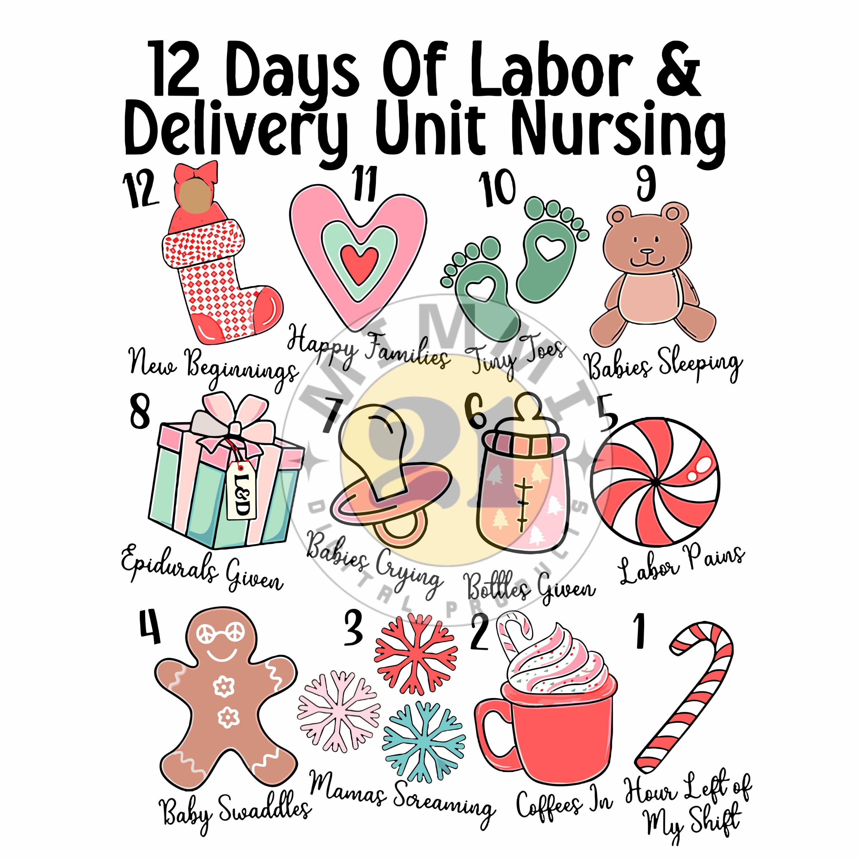12 Days Of Labor and Delivery Nurse Christmas Svg,12 Days Of Nurseing Christmas Svg,Nurse Christmas Png,Christmas Png Svg,Nurse  shirt Svg