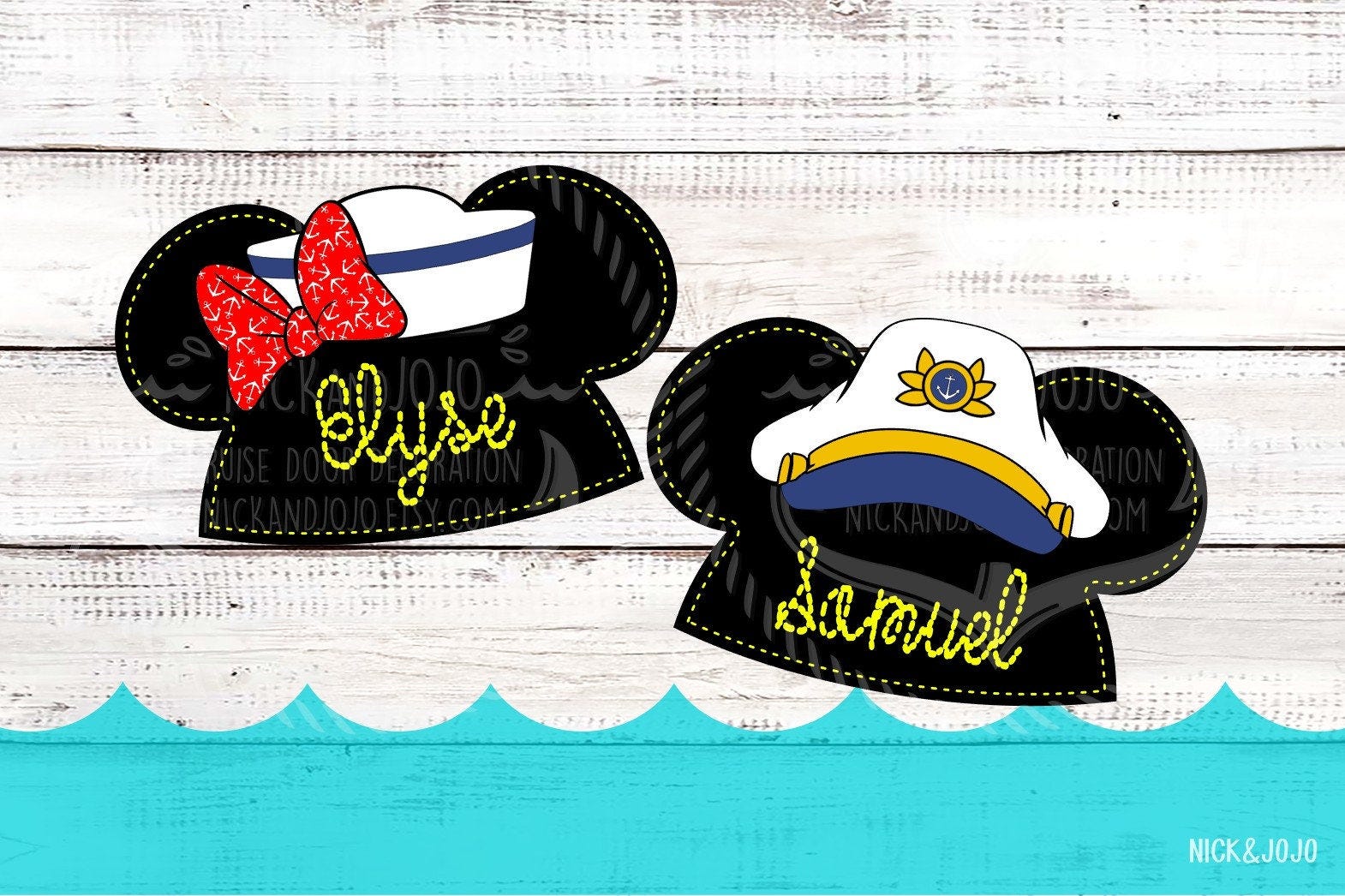 Captain - Sailor Ear Hat -  Personalized - Disney Cruise Door Magnet - Door Decoration