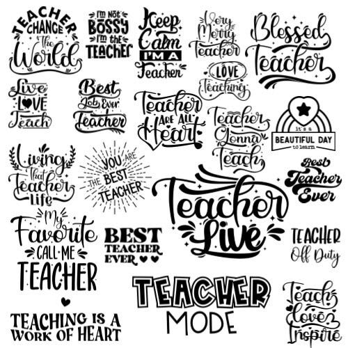 25 Teacher clip art bundle, teacher svg, back to school svg, teacher life svg, teacher quotes svg, teacher sayings svg, teacher cricut