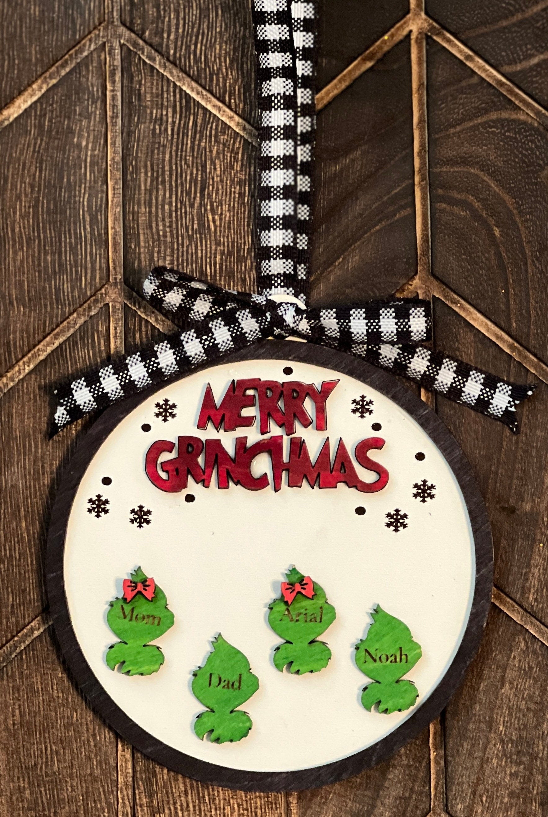 Custom Personalized Grinch Family Christmas Ornament