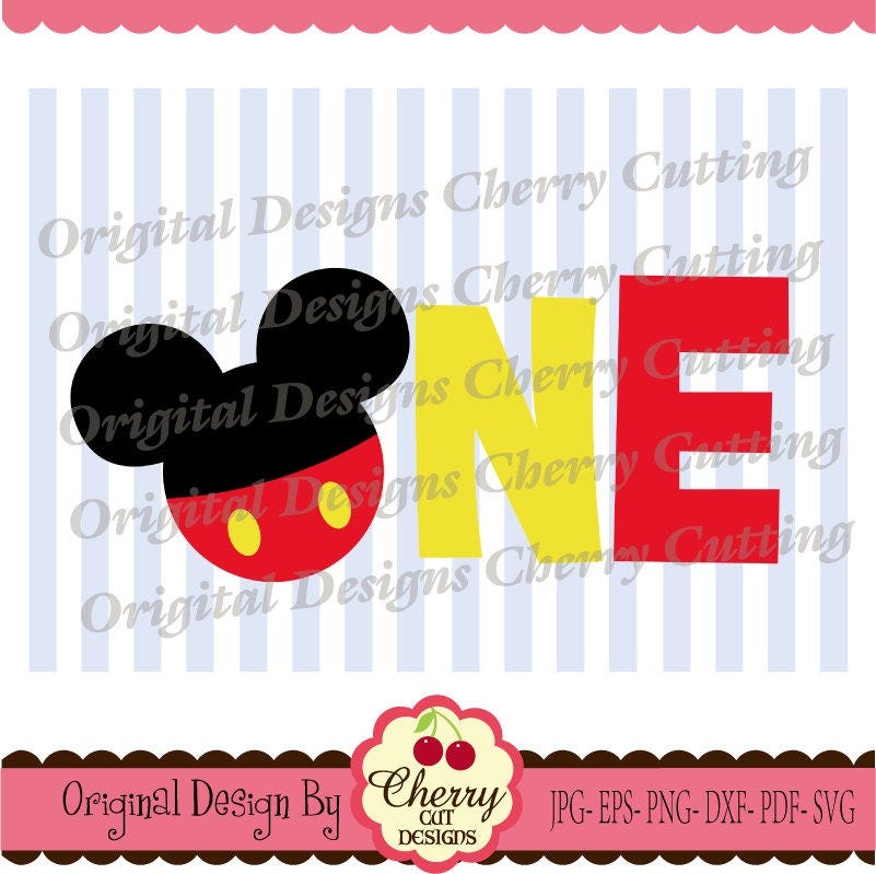 Svg Birthday ONE, Birthday ONE with Mickey, Mickey ONE svg Silhouette & Cricut Cut Files BIR01