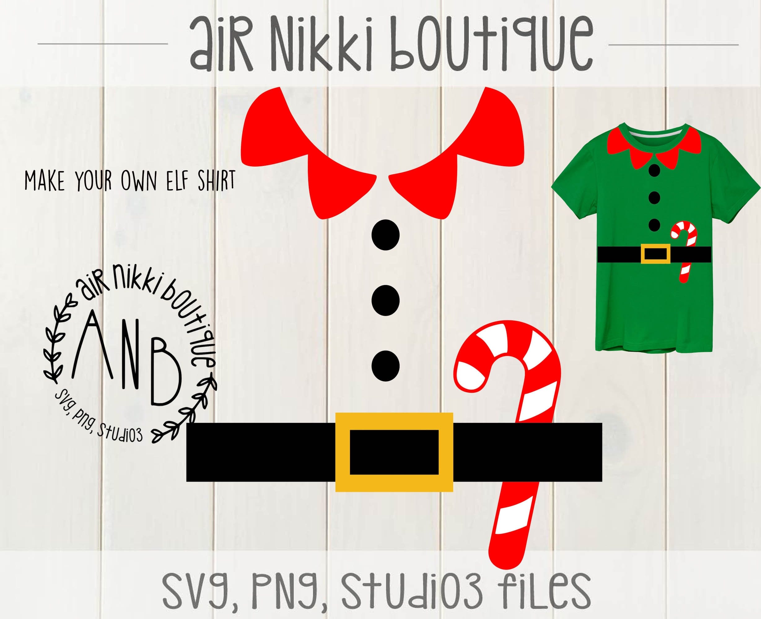 Elf shirt, make your own, play, Christmas party shirt, dress up, SVG, PNG, Studio 3, DXF files, mirrored png, instant download, design space