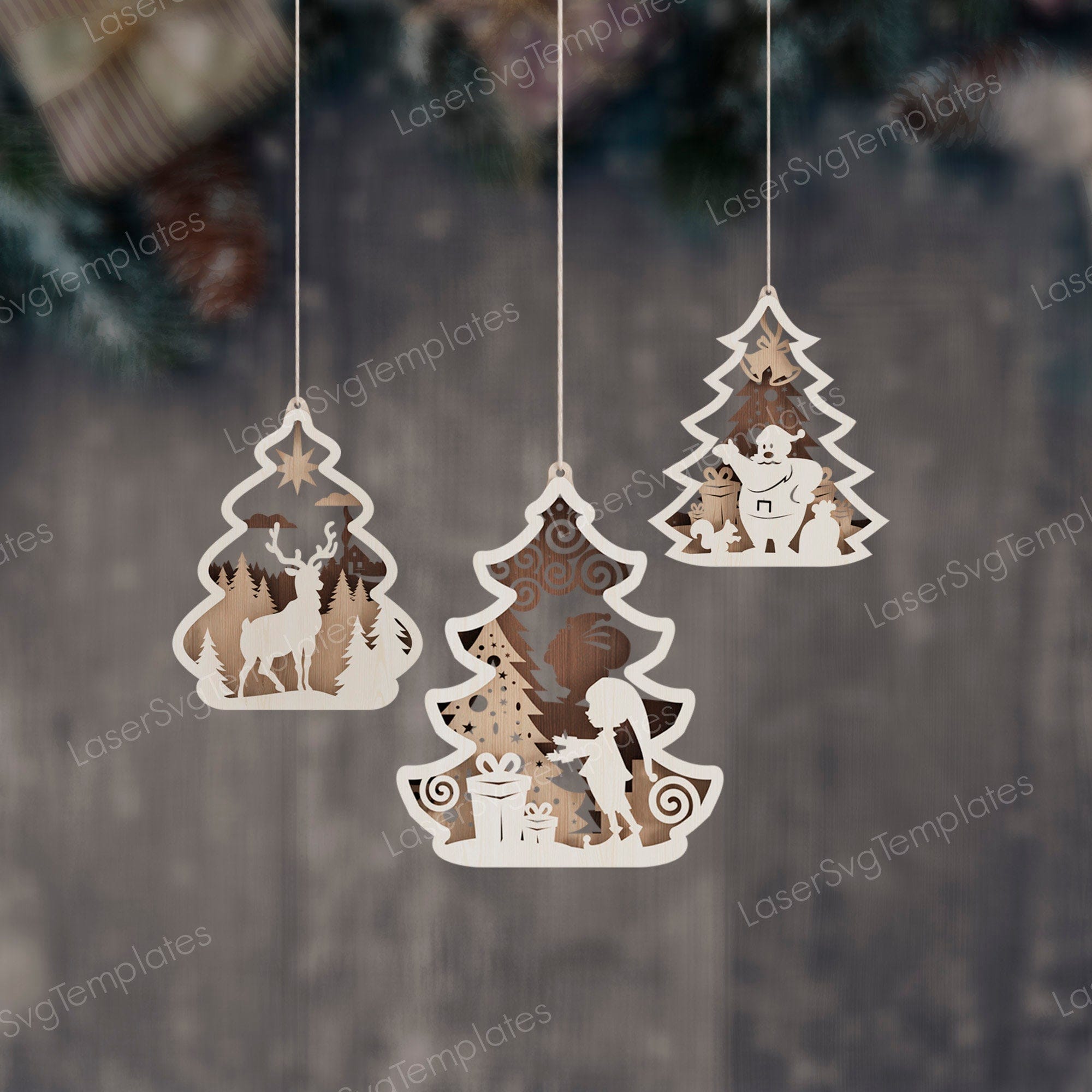 Multilayer Christmas tree ball ornaments svg laser cut file Glowforge Christmas bauble ornament tree decor dxf Christmas vector cnc template