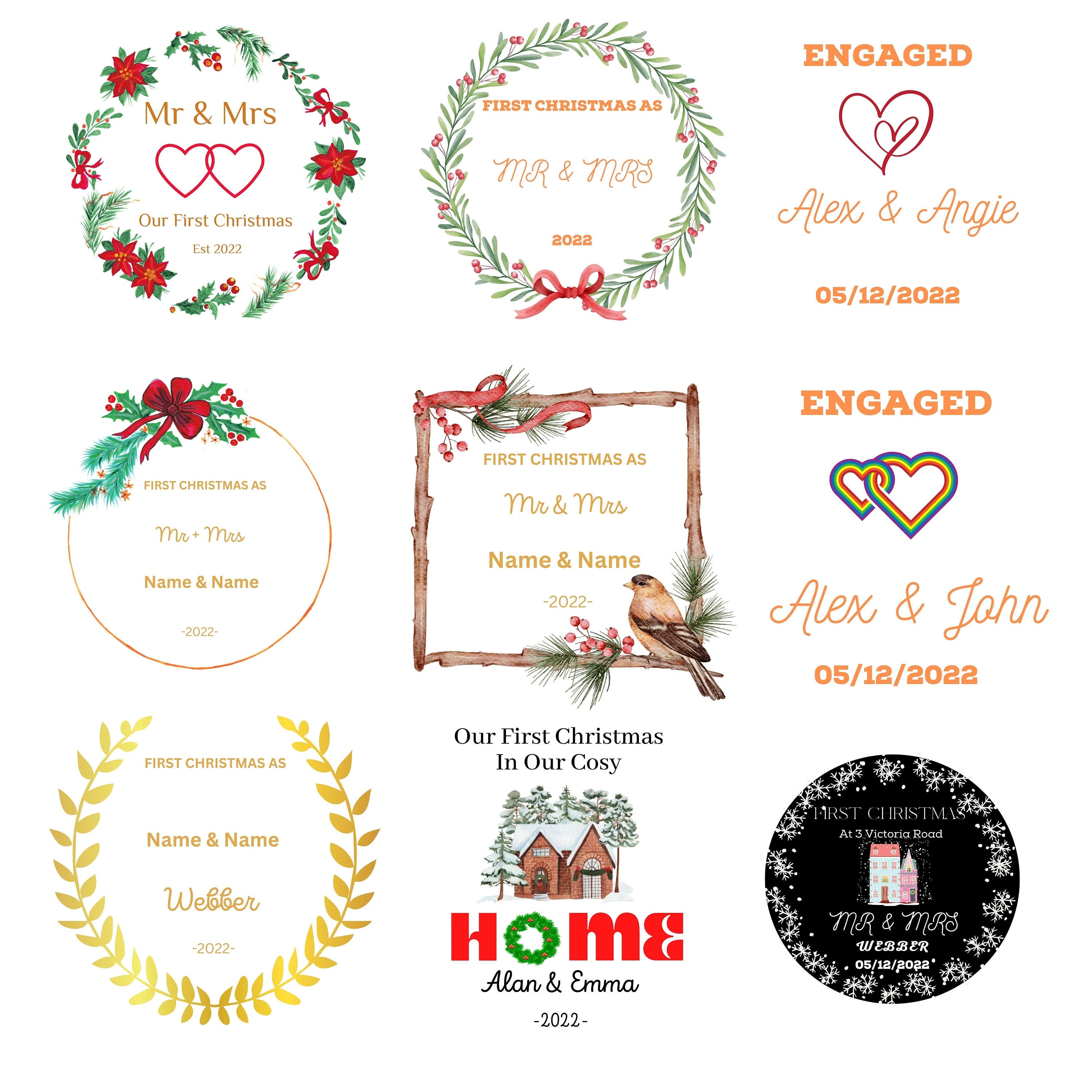 First christmas wedding svg png jpeg, first christmas as mr and mrs svg bundle, First christmas engaged svg, couple gay and lesbian svg.