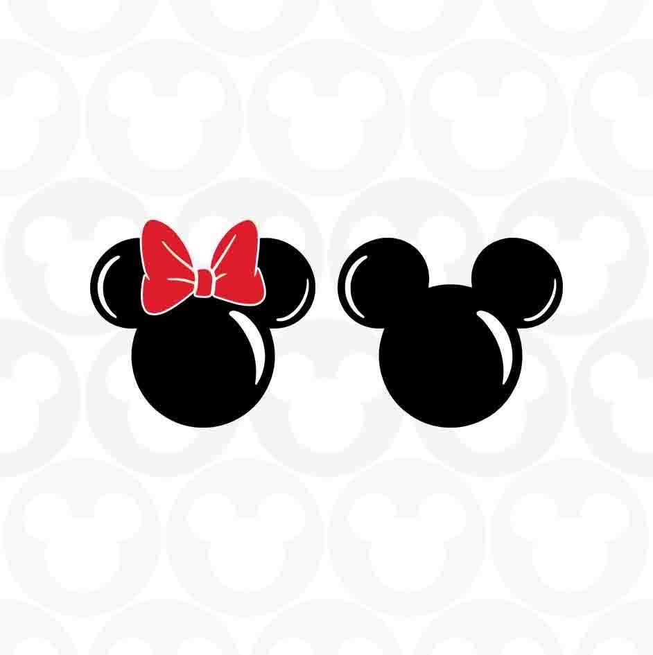 Mickey Minnie Mouse, Head Ears Bow, Svg Png Formats, Instant Download, Silhouette Cameo, Cricut