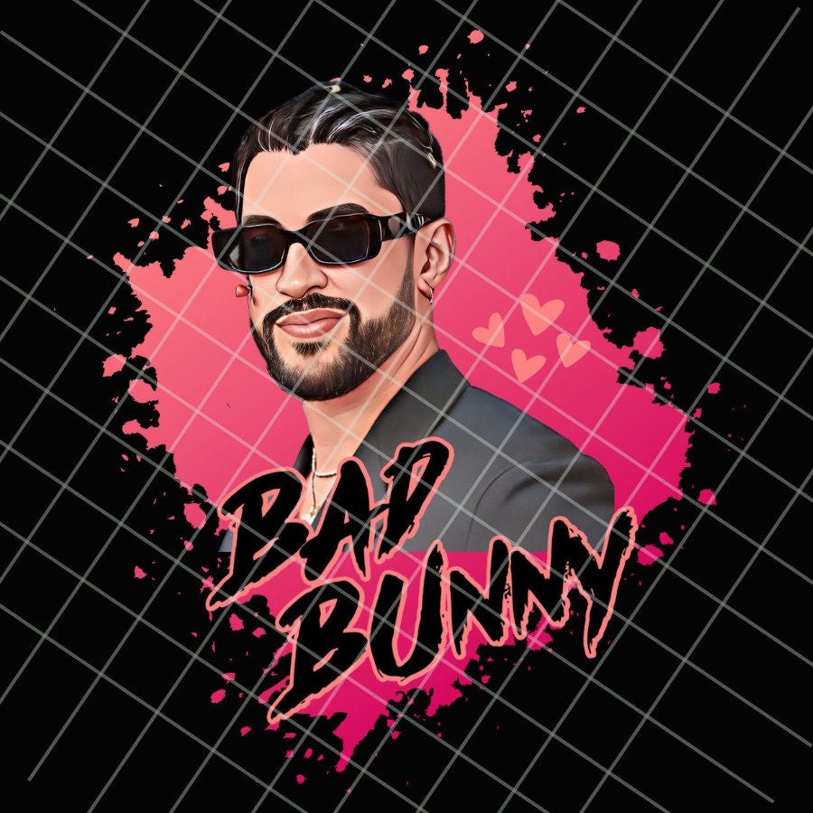 Bad Bunny digital png file / Bad Bunny cartoon sublimation file / t-shirt portrait png design / DTF transfer file