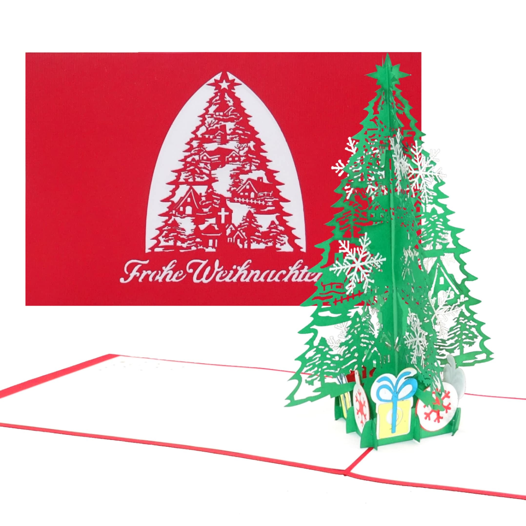 Pop Up Card Christmas “Christmas Tree & Gifts” high quality 3D Christmas card with envelope