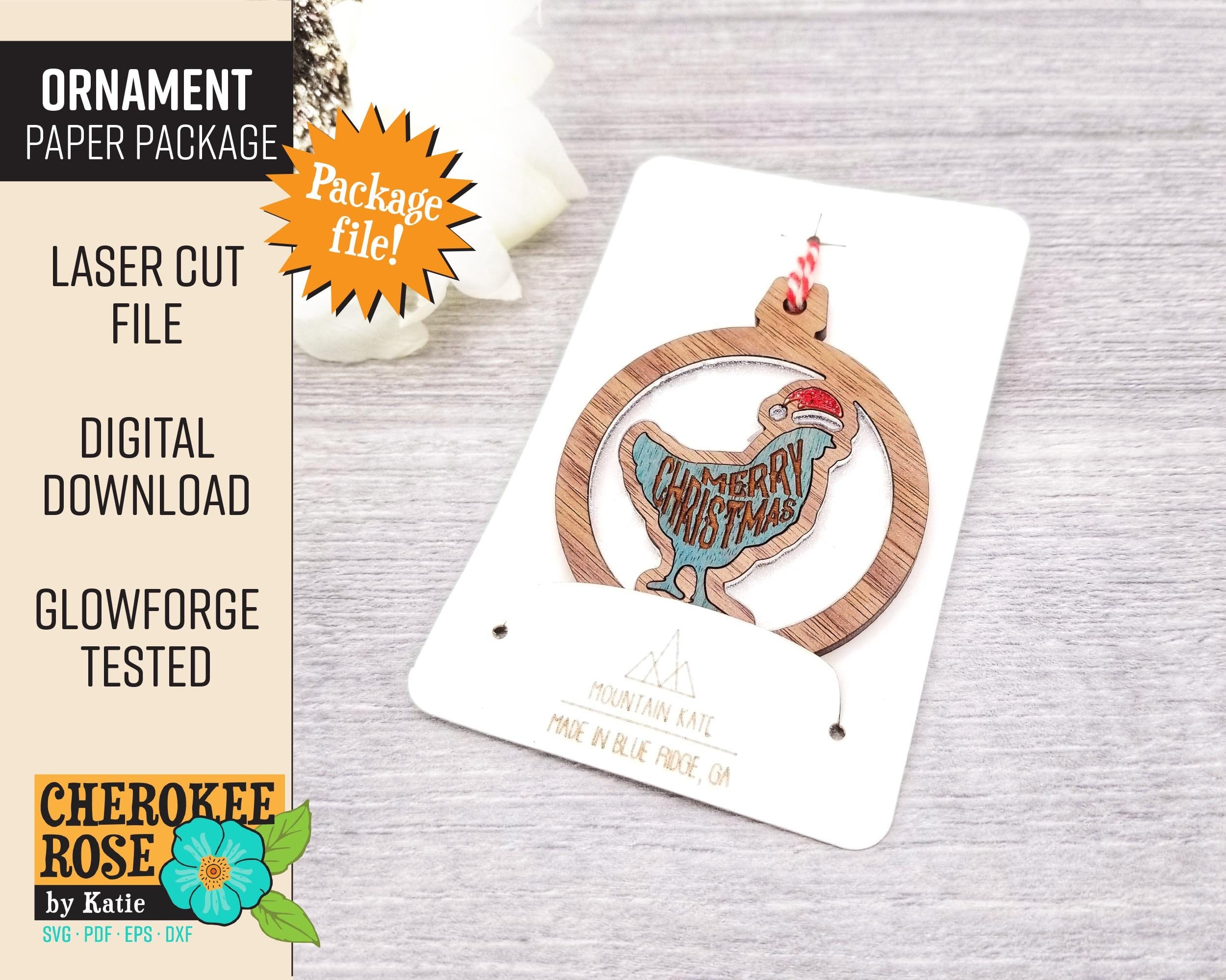 Christmas Ornament Package - Ornament Display - 2 sizes - Laser Cut Packaging - Laser File - PDF - SVG [Digital File Only]