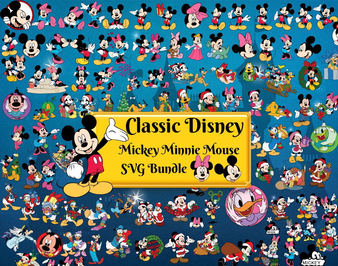 Christmas Mickey Clipart Bundle svg, xmas cartoon sublimation, PNG file for Christmas Mouse bundle, Classic Mickey svg, SVG Bundle Layered