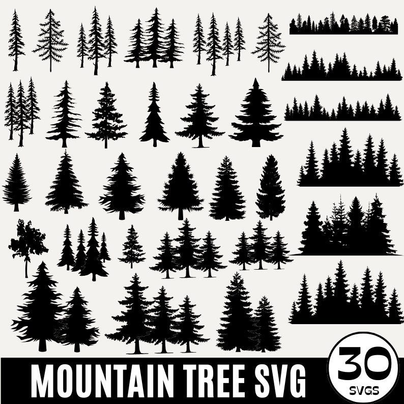 30 Mountain Forest SVG Bundle, Forest Tree svg, Forest svg, Palm Tree svg, Tree Line svg, Landscape svg, Tree Silhouette, Instant Download