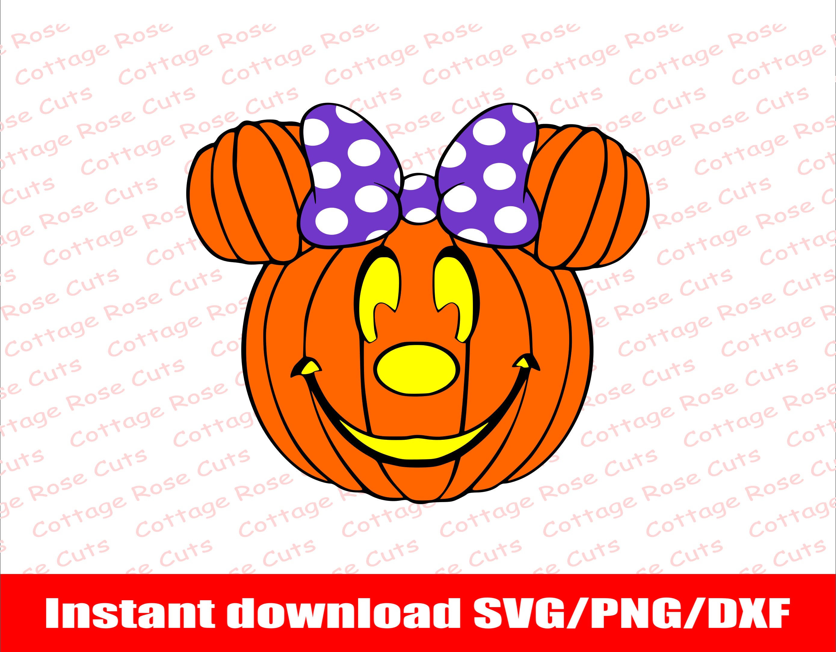 Minnie Mouse Halloween Pumpkin Head SVG, Instant download for Cricut and Silhouette, digital cut file, Dxf, Png, Svg