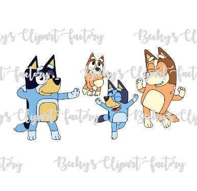Blue Dog family dancing 1 png image – clipart printable downloadable png