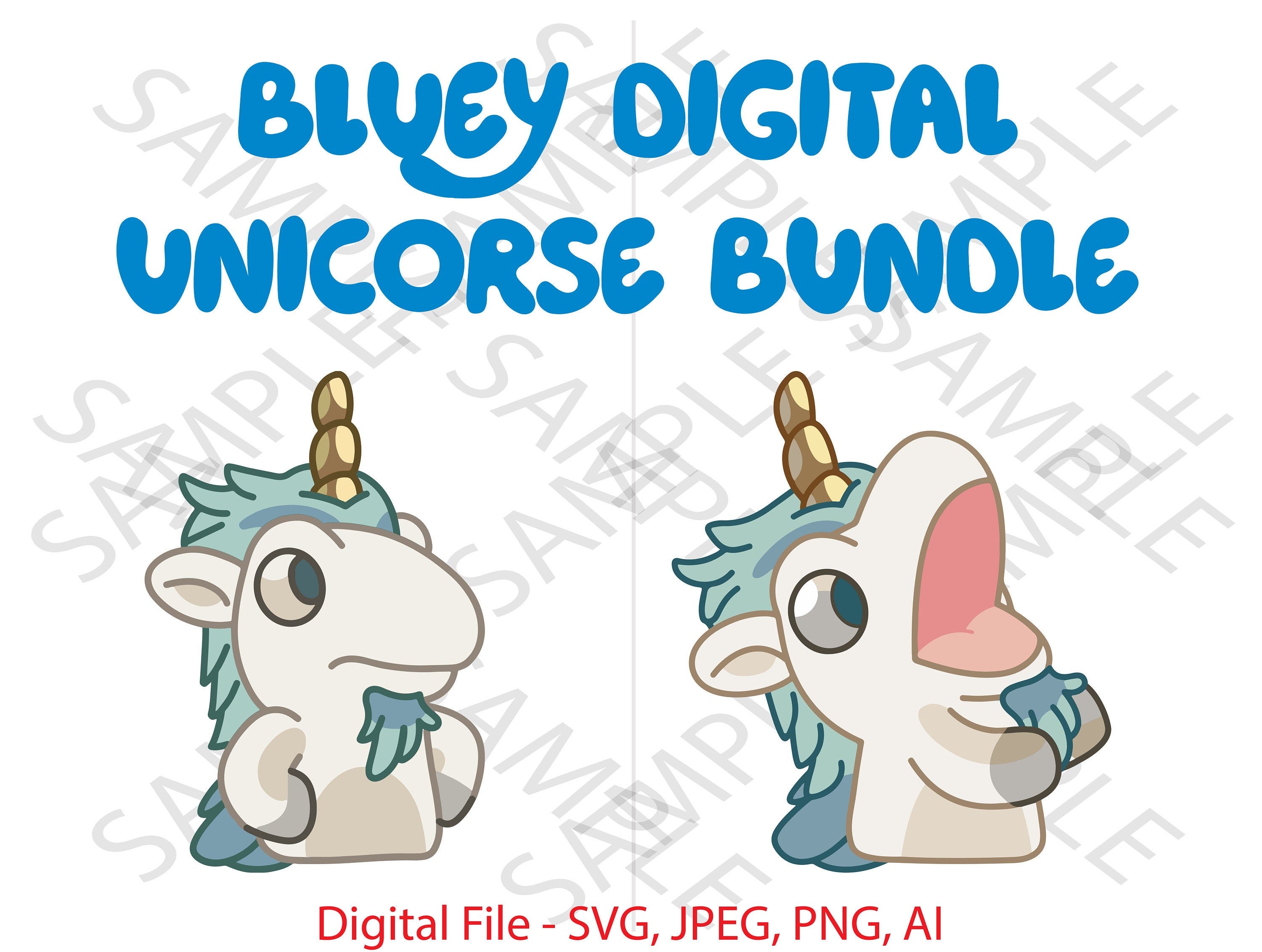 Unicorse Bundle, Unicorse Bluey, Bluey, Bluey SVG, Unicorse Puppet Bluey Show, Cartoon, Vinyl Cutting, Cricut, Custom, Custom Bluey show