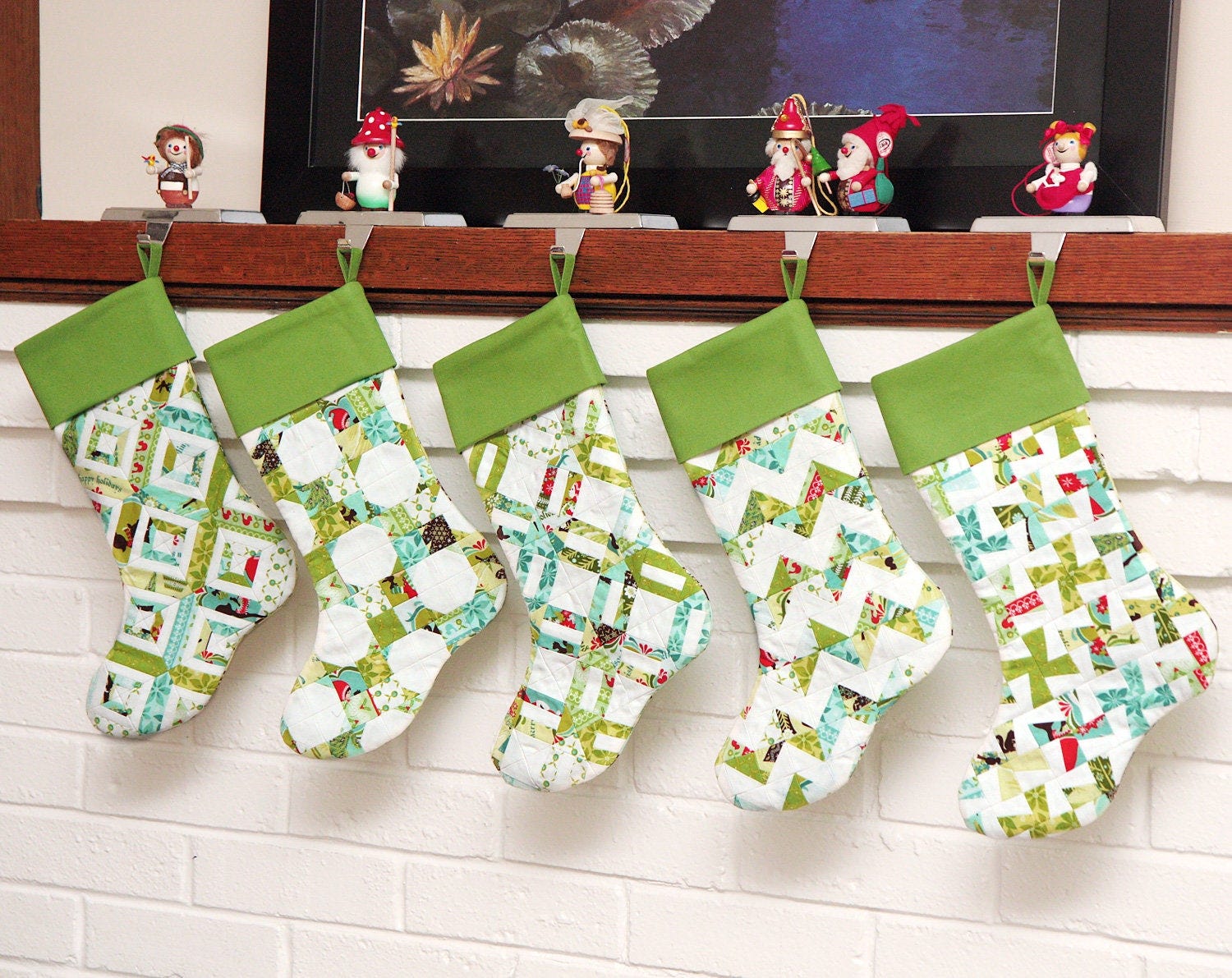 Scrappy Christmas stockings pattern--instant download PDF