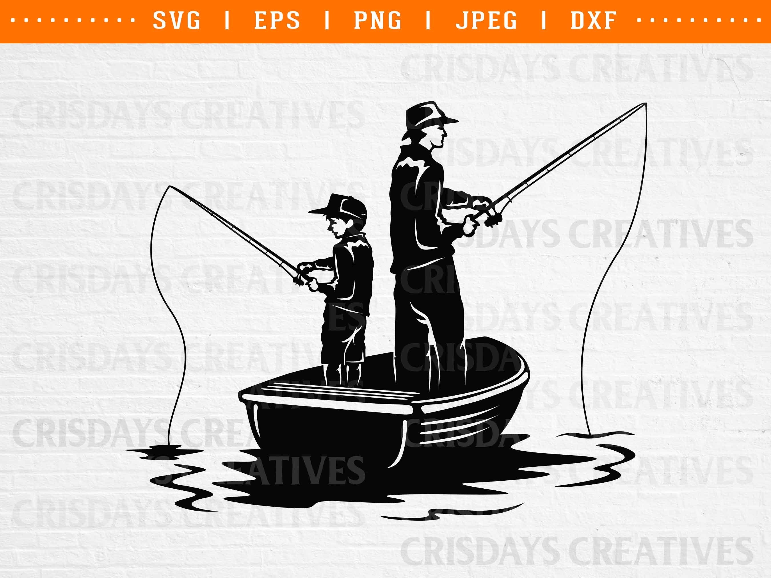 father and son fishing svg, father and son fishing ornament png, father and son fishing shirt, father and son fishing png, cut files, dxf