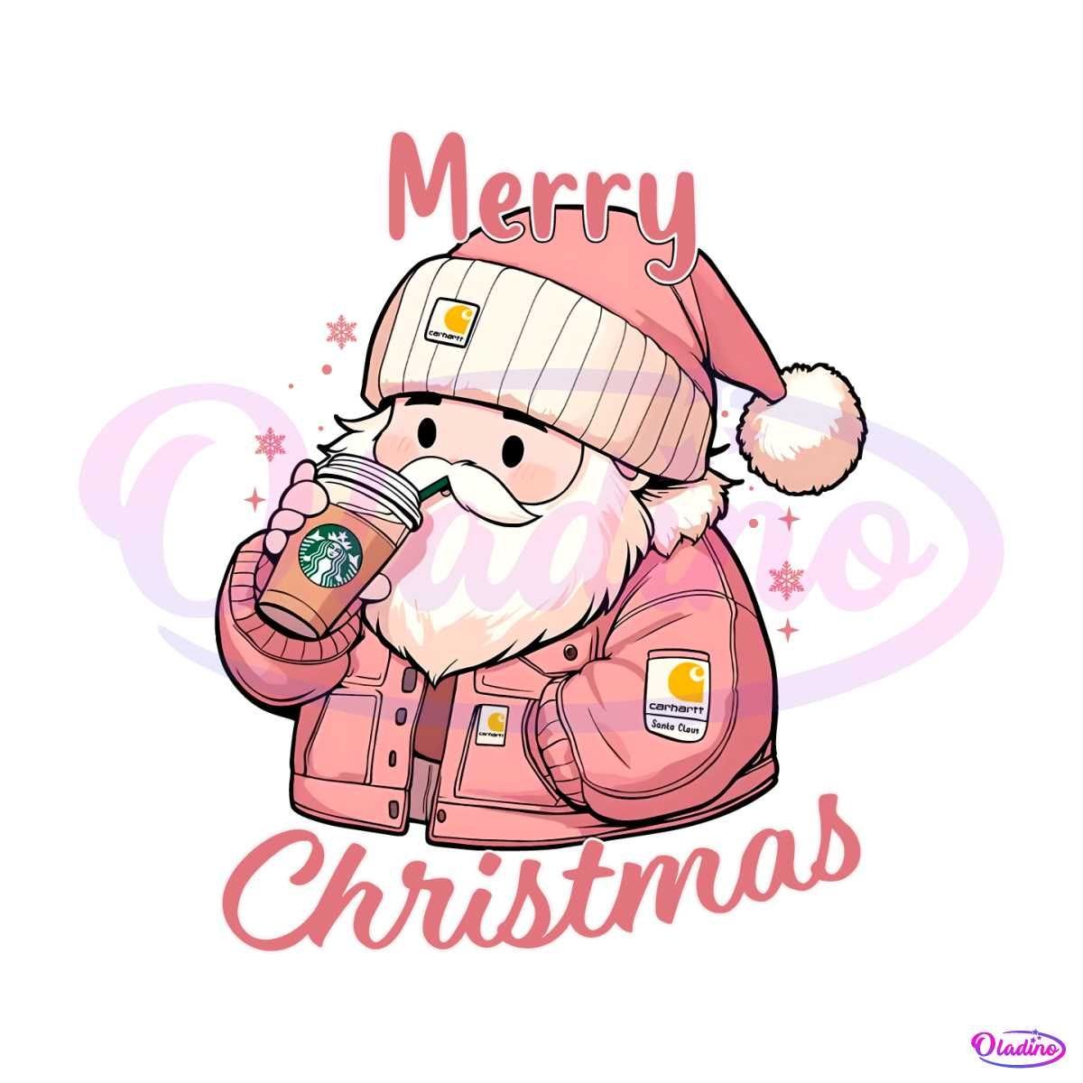 Cute Pink Santa Coffee PNG