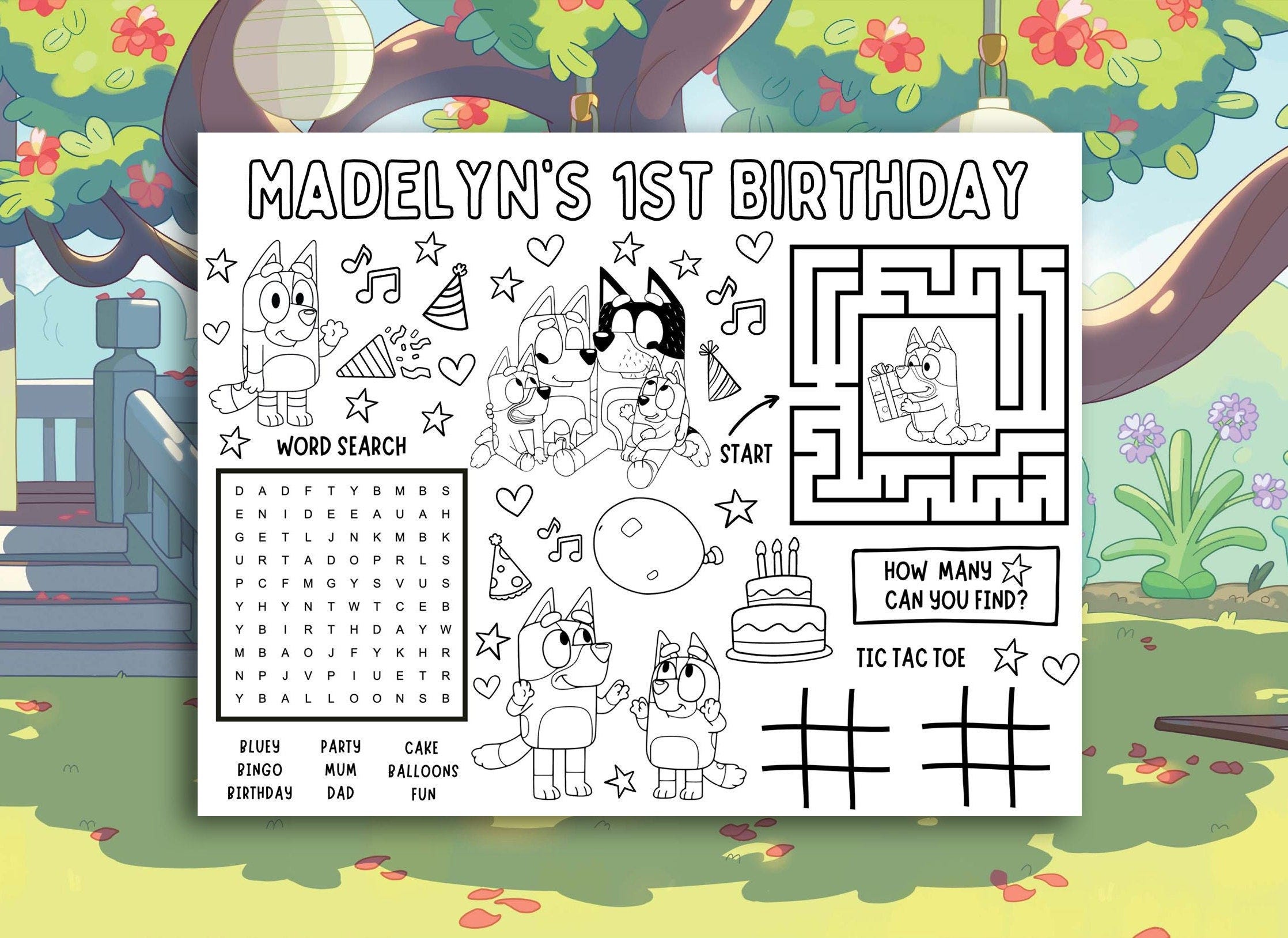 Bluey Birthday Party Activity Page