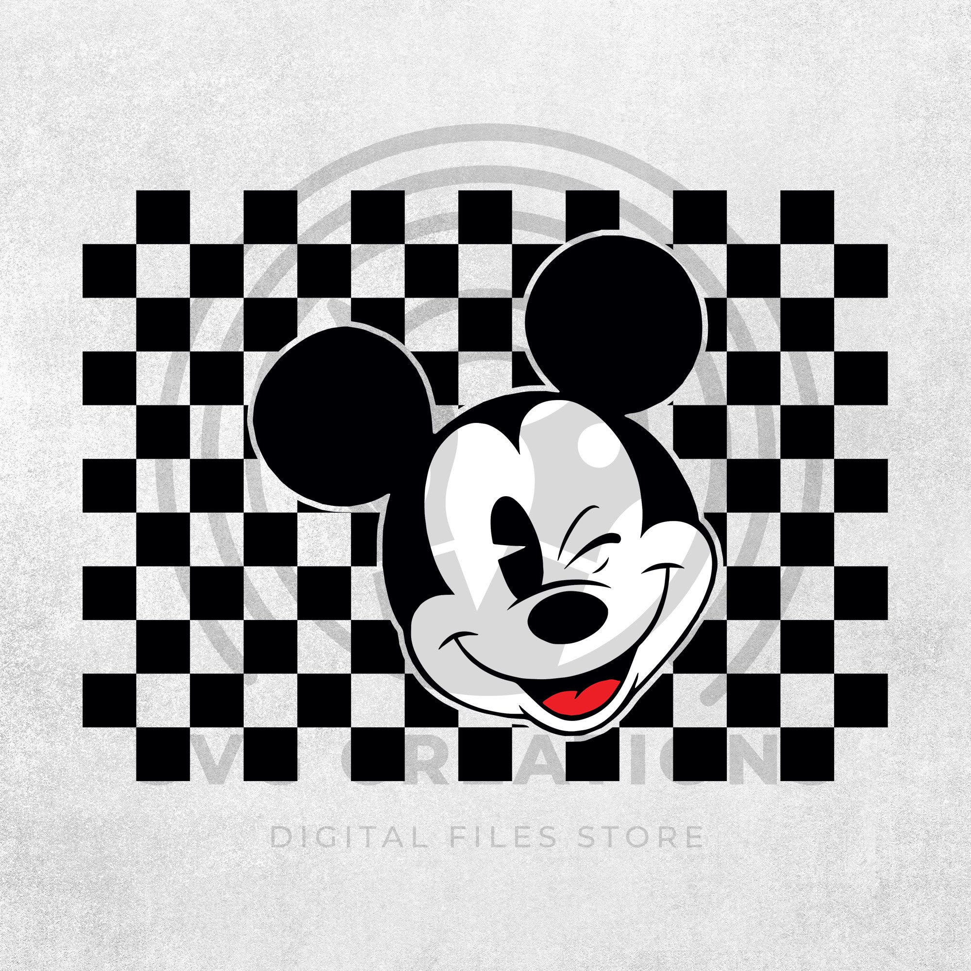 Mouse Checkered Svg, Mouse and Mickey Silhouette, Retro Friends Checkered Svg, Svg Files For Cricut, Instant Download