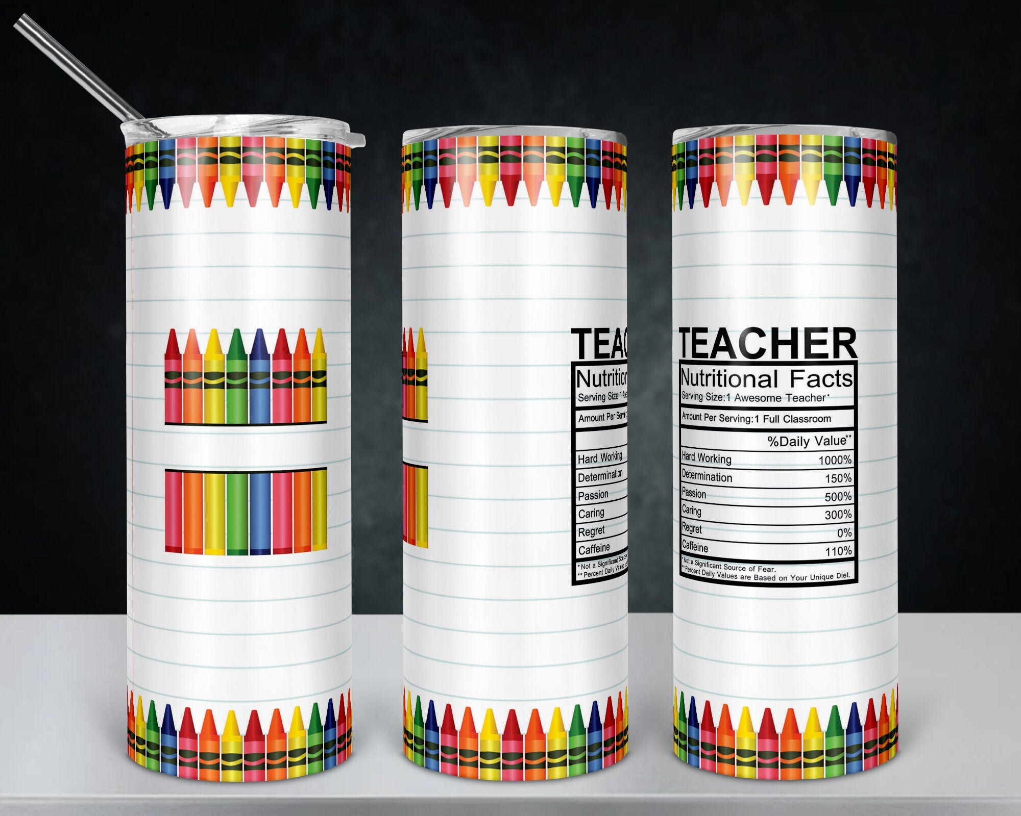Teacher Nutrition Crayons Tumbler Design - Digital Download