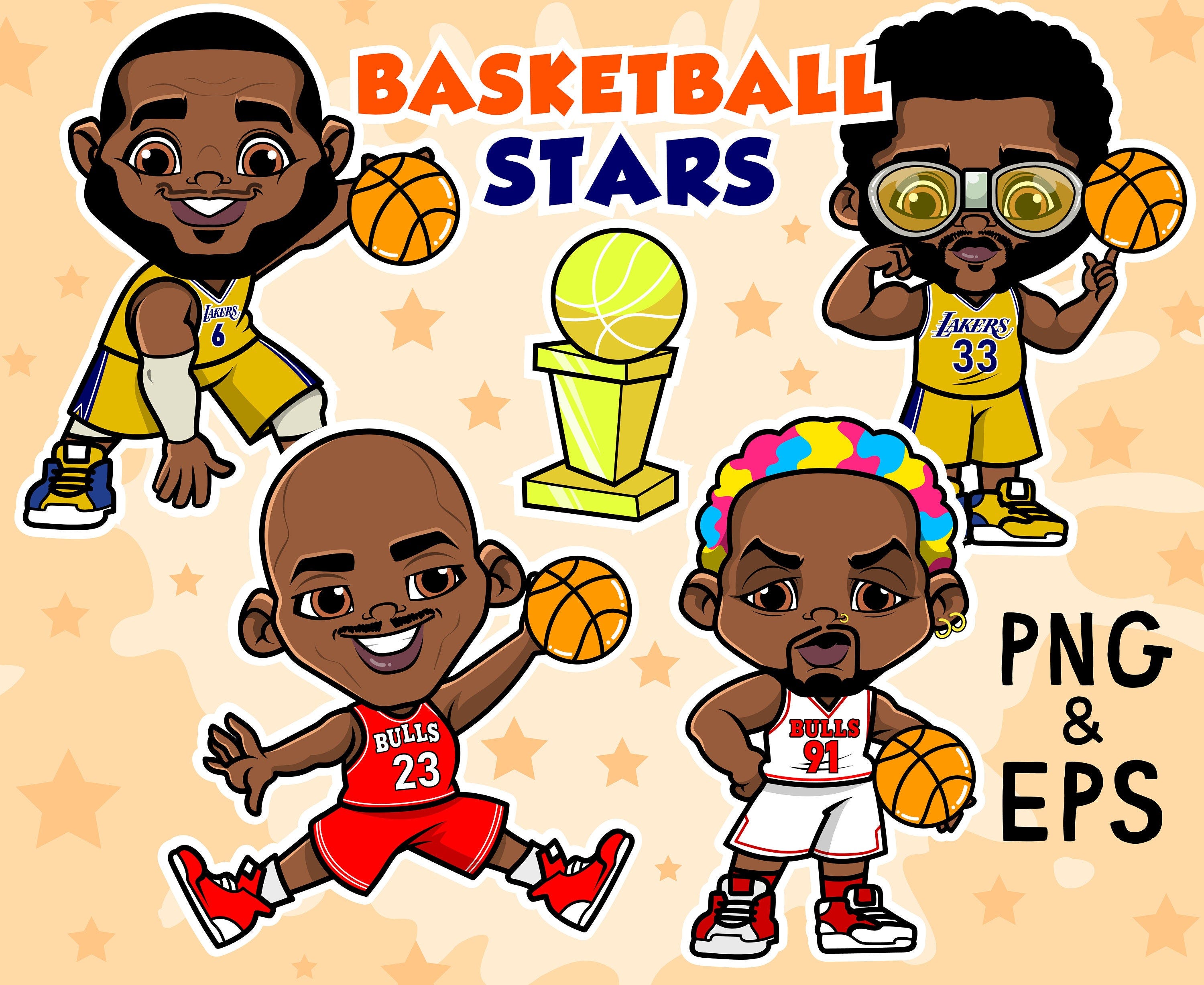 Basketball Clipart, NBA stars bundle, NBA Clipart, Cute Kids, Basketball champion, African American, USA All Stars, Sport clipart