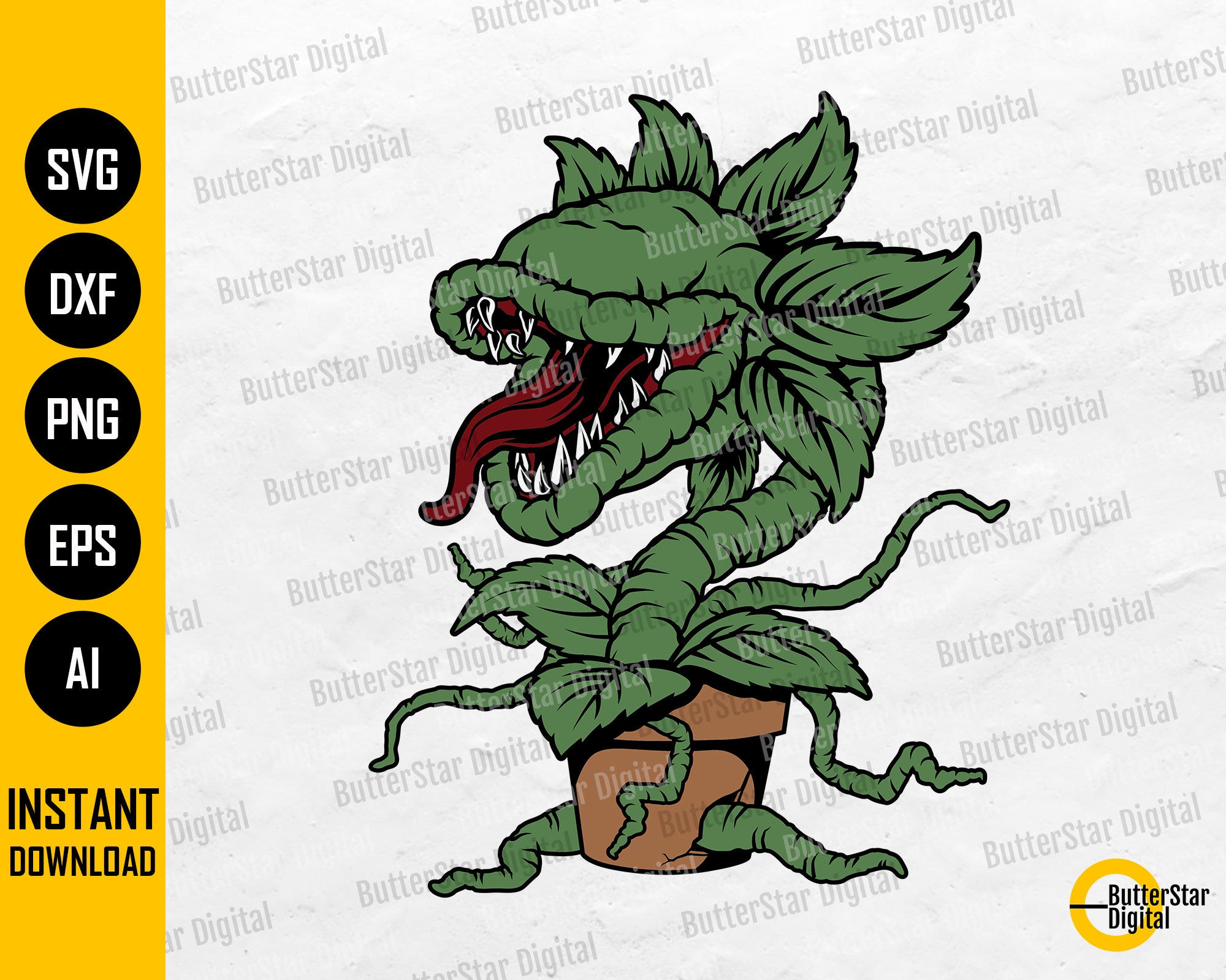 Monster Plant PNG | Funny Horror T-Shirt Sublimation Sticker Graphics | Cricut Cutting Files Printable Clipart Vector Digital Dxf Svg Eps Ai