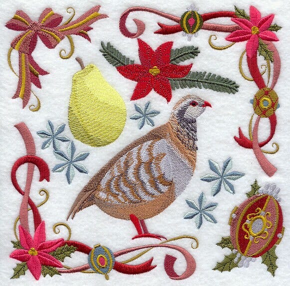 FIRST DAY Of CHRISTMAS Collage- Machine Embroidered Quilt Blocks (AzEB)