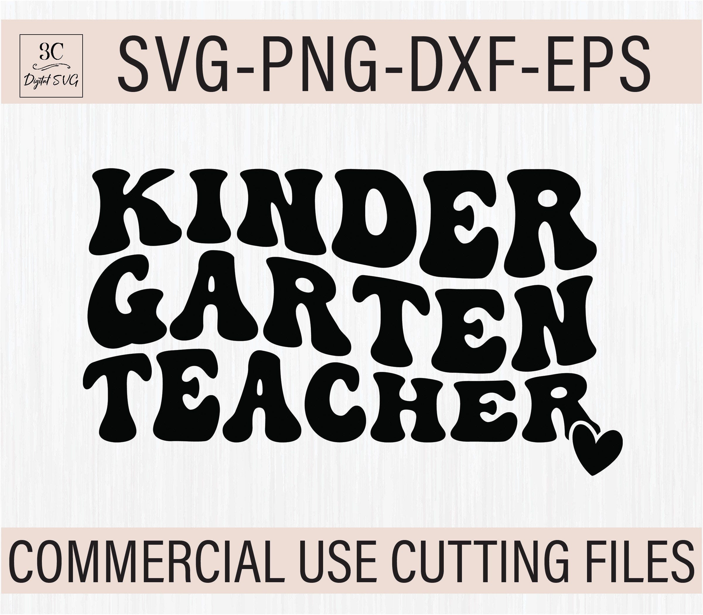 Kindergarten Teacher SVG PNG, Teacher Svg, Wavy Text Svg, Elementary Teacher Svg, Teacher Shirt Svg, Digital Download