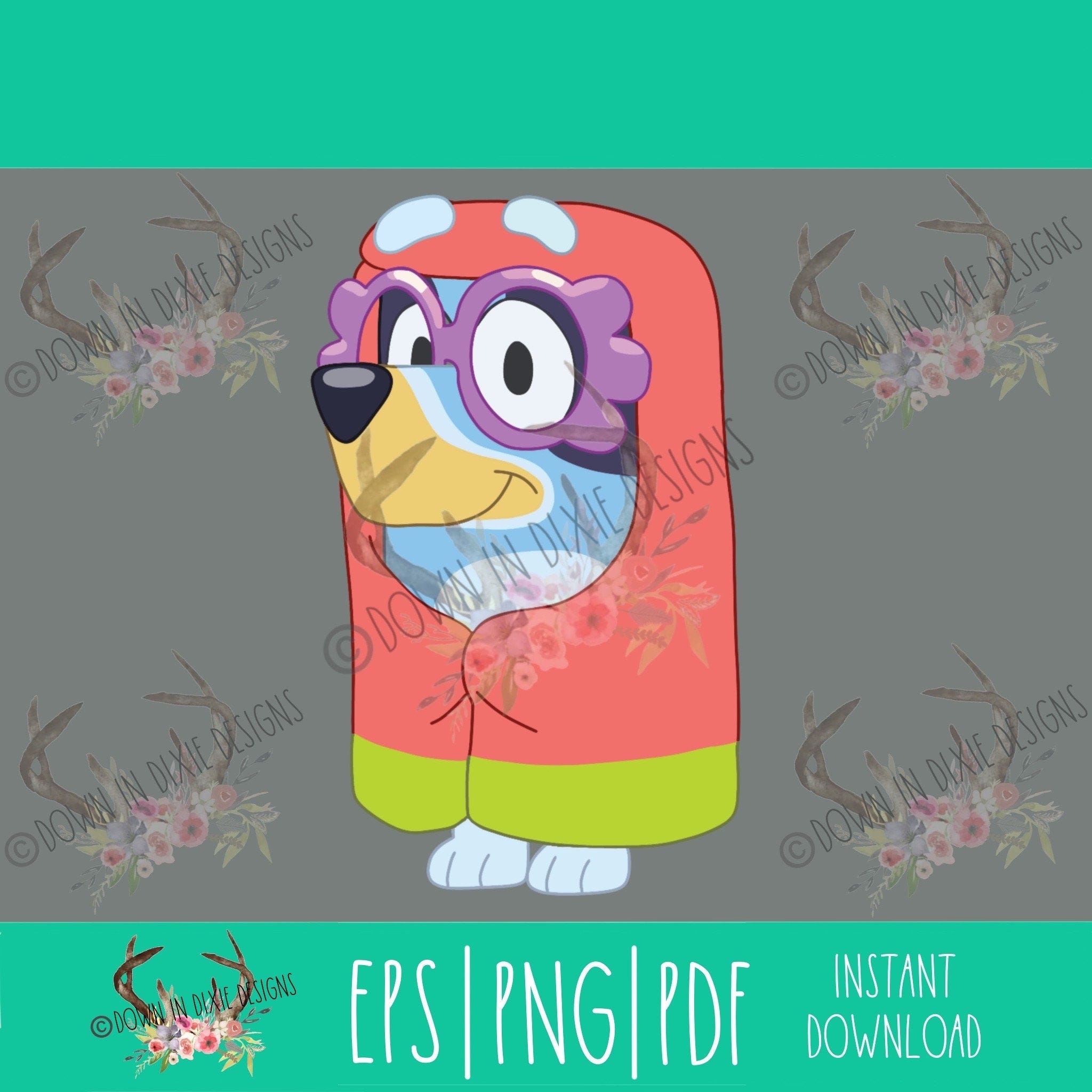 Bluey Inspired Bluey Granny Sublimation - PNG/EPS/PDF Instant Download