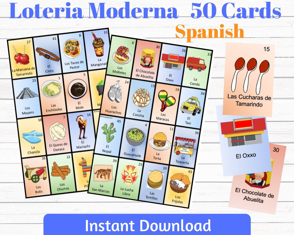 50 Loteria Moderna Cards , Digital File, Instant Download