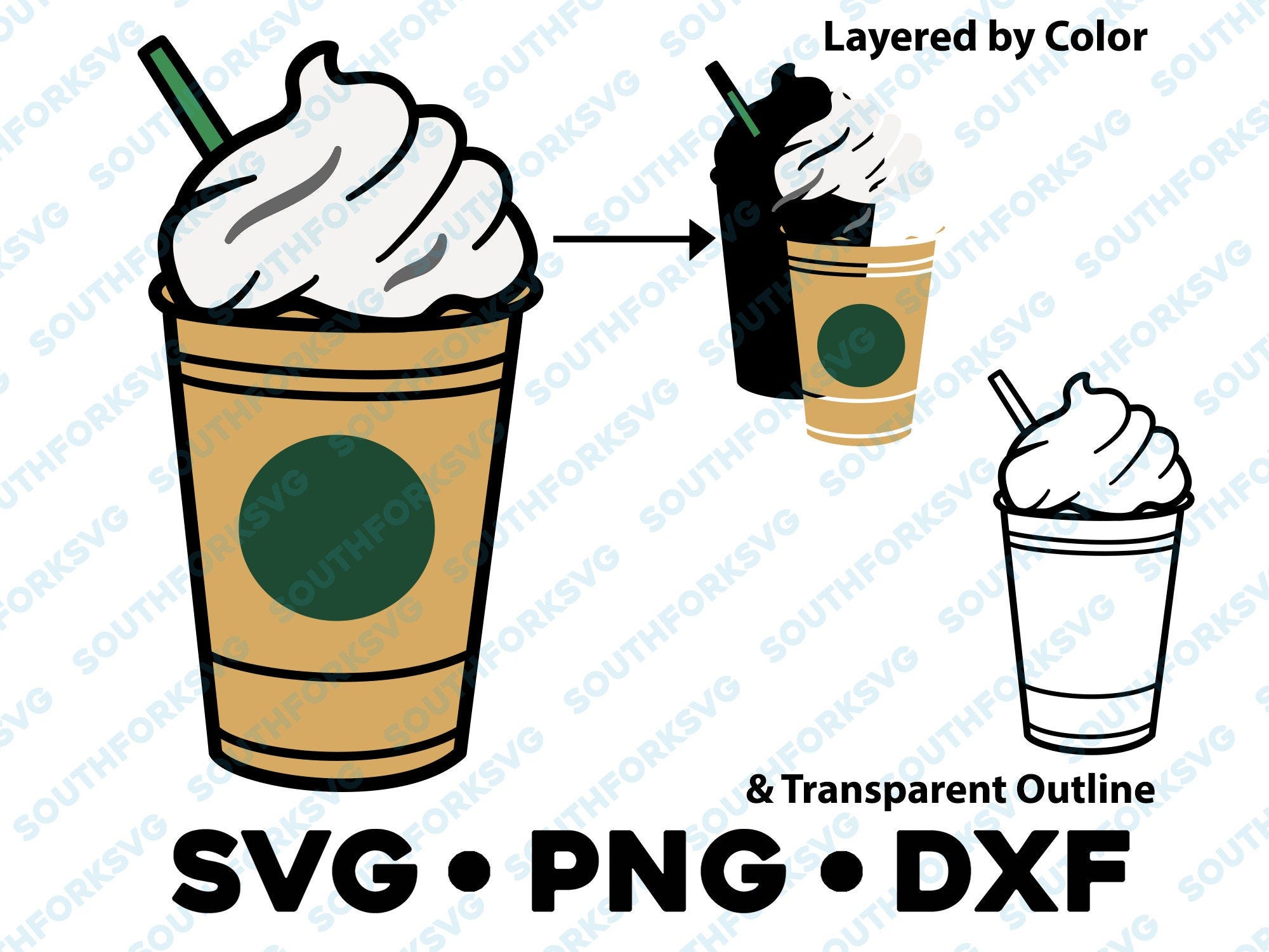 Iced Coffee SVG PNG DXF Layered by Color Cut File Clip Art Vector Graphic | Cooking Chef Kitchen Food Date Cute Simple Food Icon