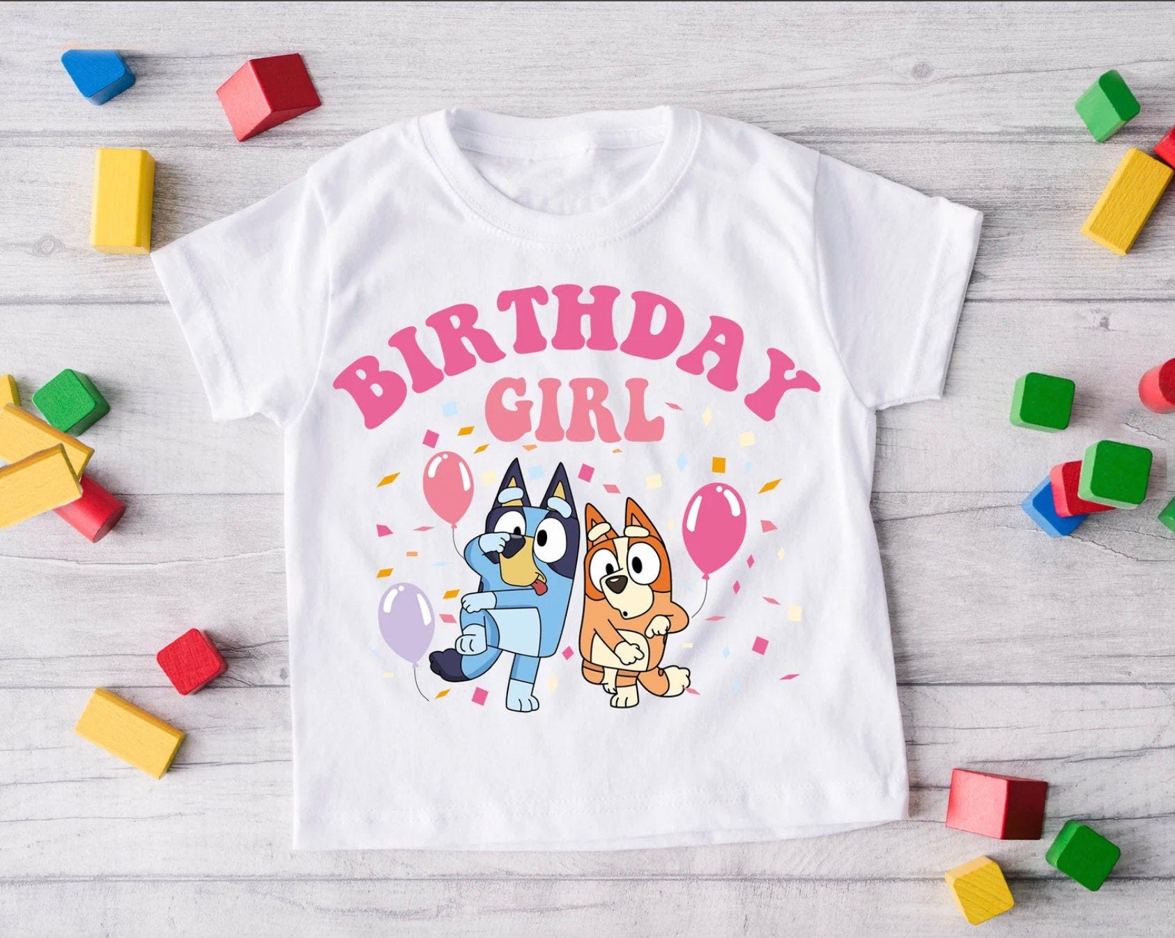 Custom Birthday Girl Shirt BlueDog Shirt Cute Birthday Girl Shirt Cartoon Birthday Girl Tee Baby Girl Tee Party Shirt Funny Tees Toddler Tee