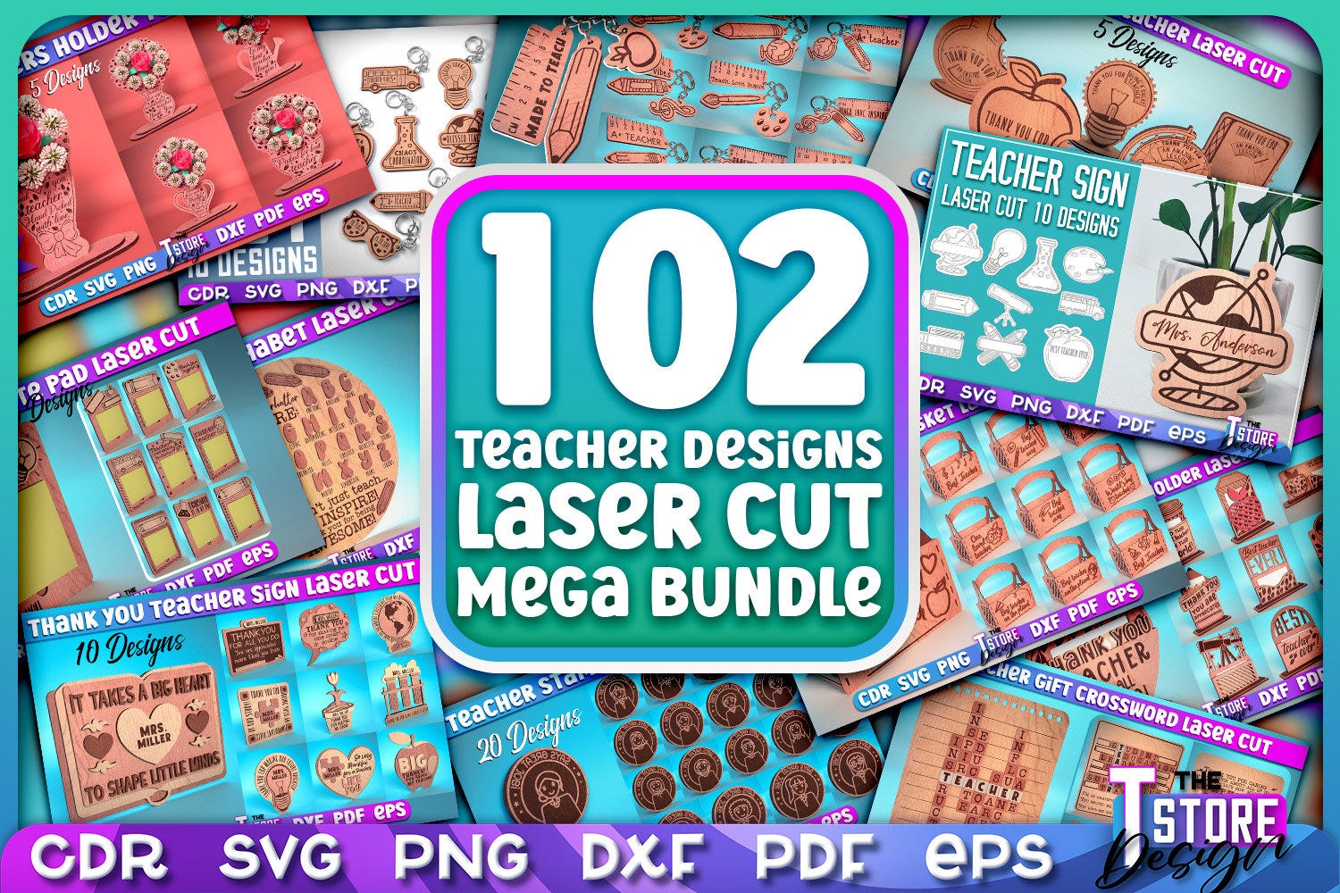Teacher Laser Cut Mega Bundle SVG | School CNC Files | Teacher Mega Bundle Engraving SVG