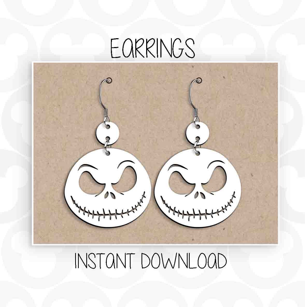 Halloween Earrings, Jack Face, Nightmare, Svg Png Formats, Instant Download, Silhouette Cameo, Cricut, Glowforge