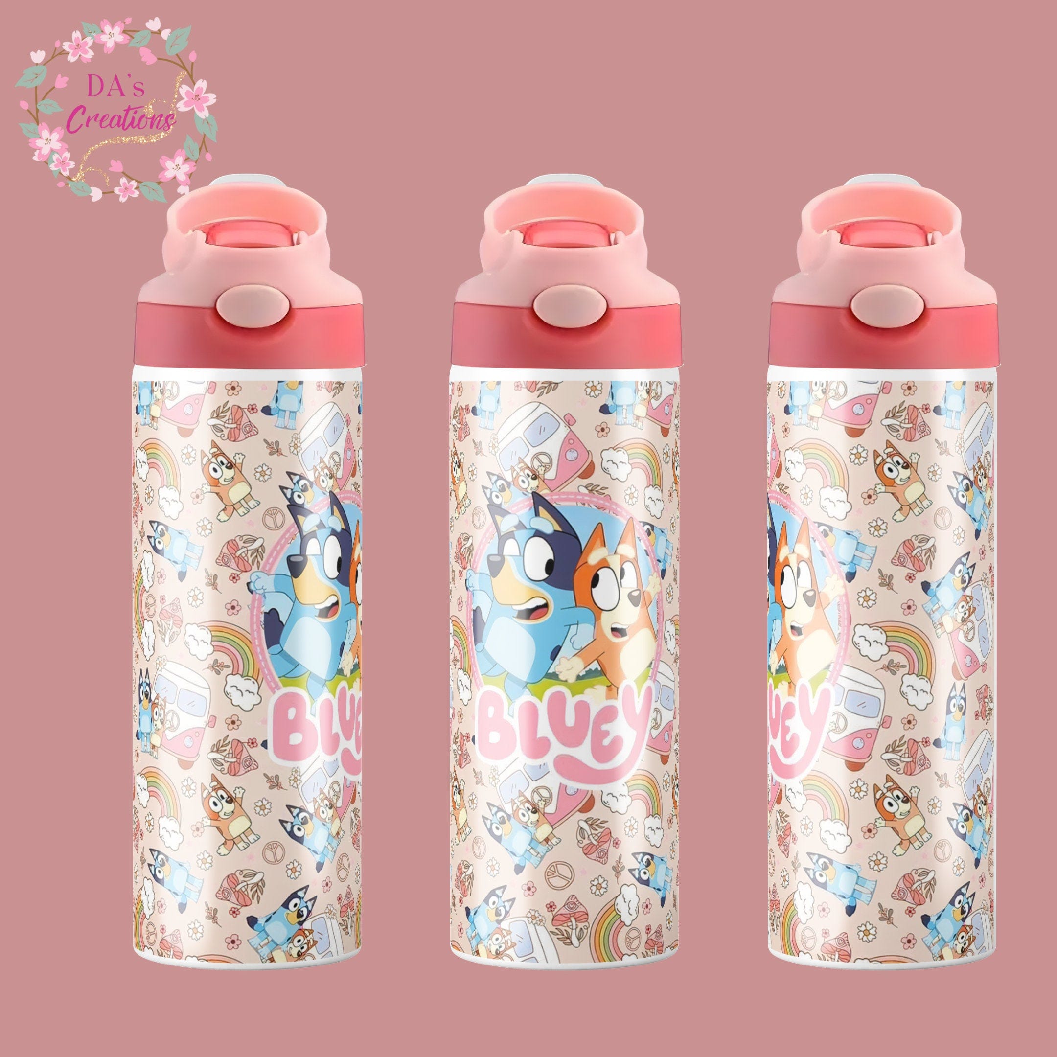 Bluey Water Bottle with Lid 12oz - 20oz | Bluey Tumbler | Bluey | Children Back to School | Bluey Stainless Steel Bottle for Boy and Girls