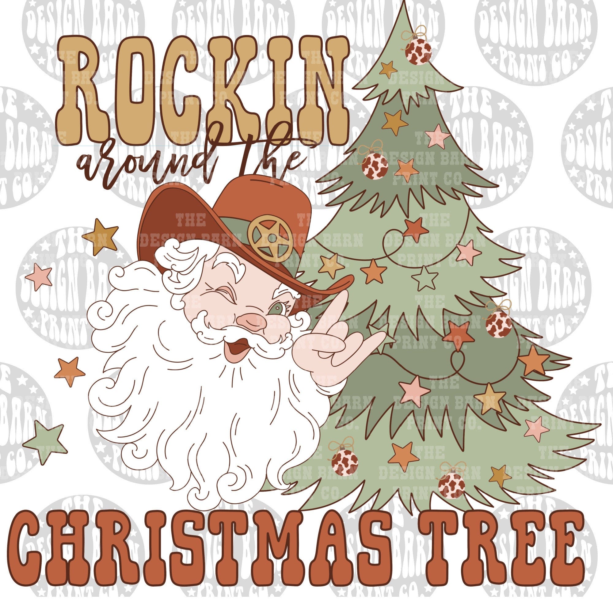 DIGITAL Rockin around the Christmas tree PNG Sublimation design Instant download Country Christmas png Retro Christmas sublimation png
