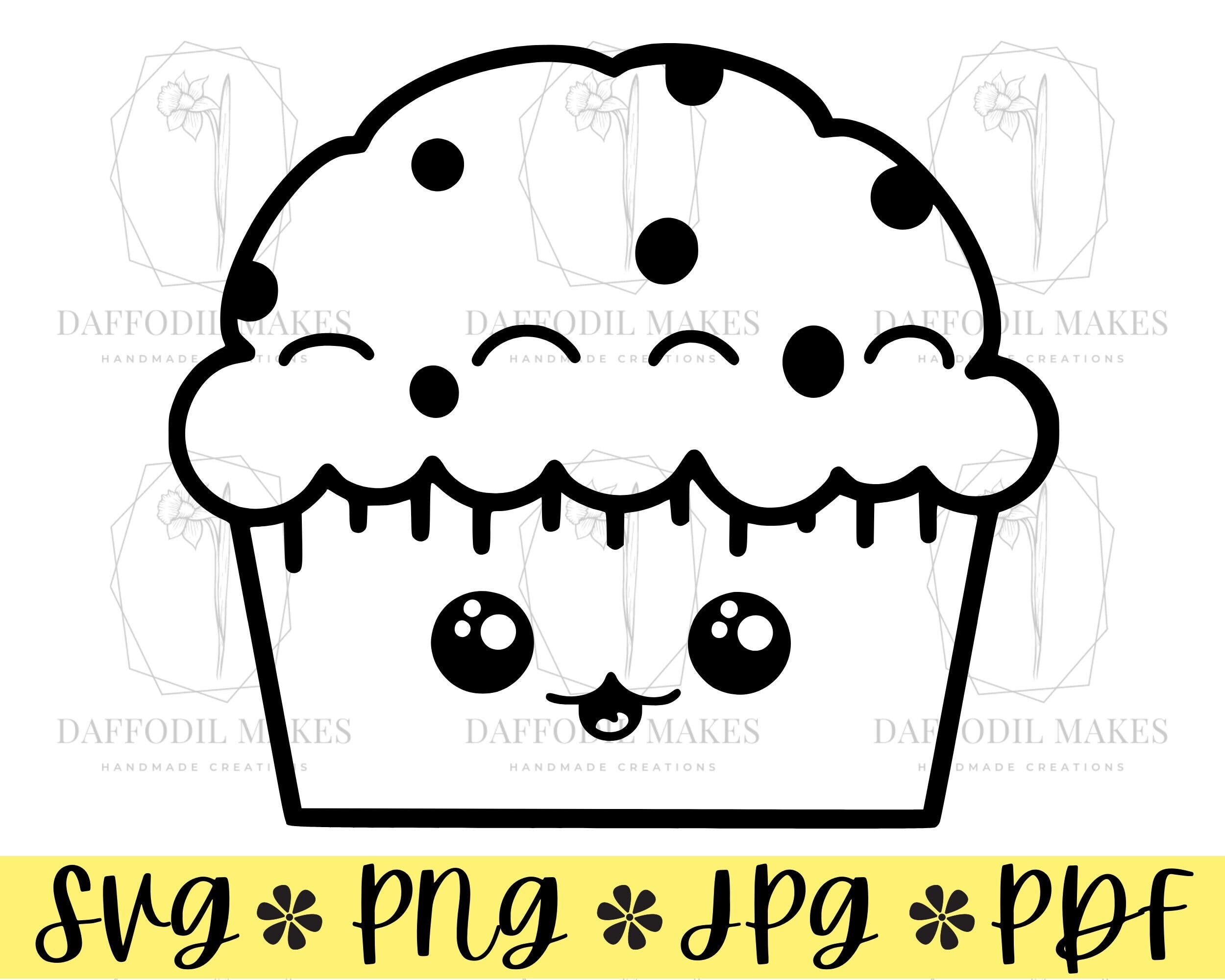 Muffin SVG File, SVG, Muffin, Dessert, Muffin Svg, Kawaii Svg, Cute Food SVG, Food Svg, Muffin Clipart, Kawaii Food Svg, Cut File for Cricut